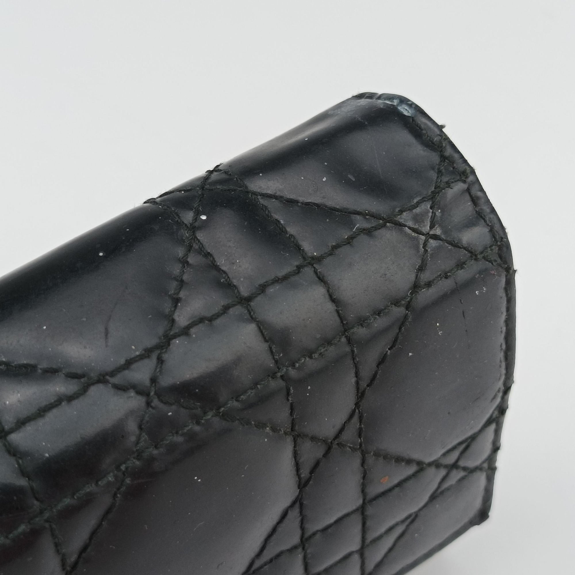 Pre-owned Christian Dior Lady Dior Cannage Black Patent Leather  handbag | stylenewstar