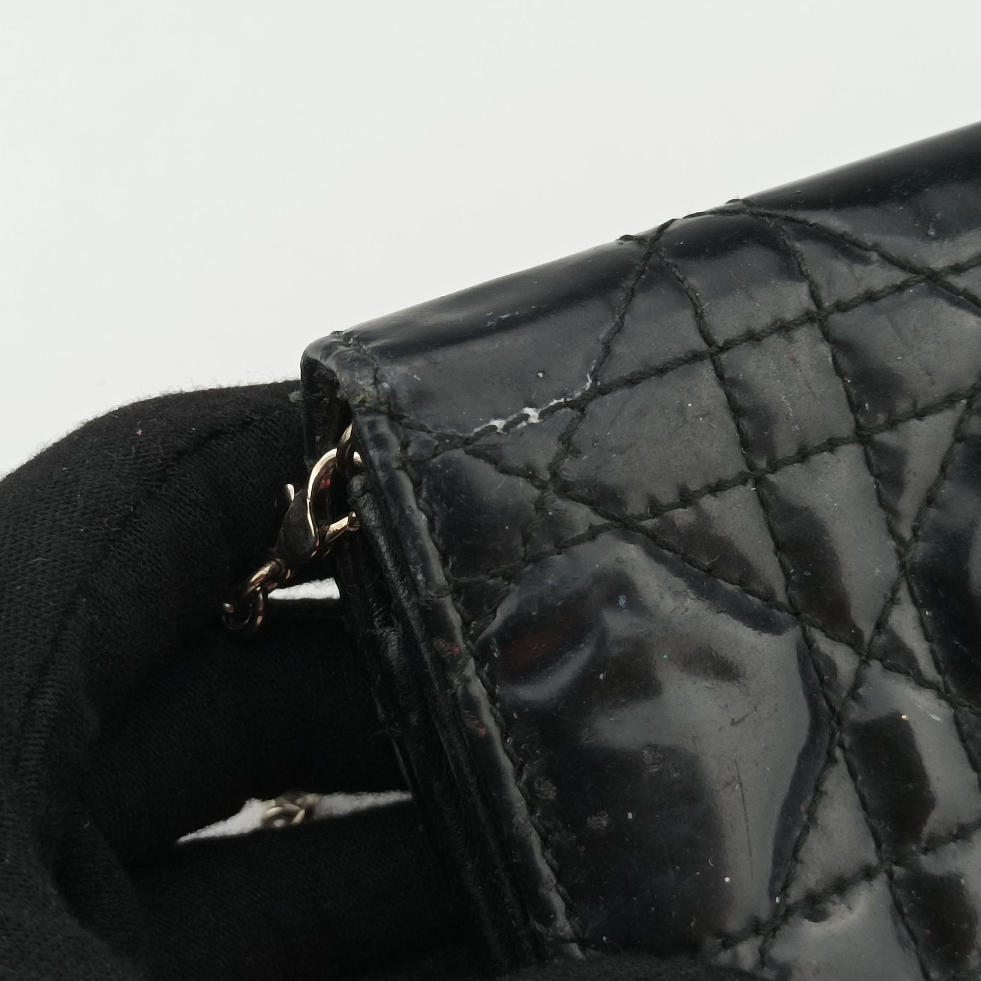 Pre-owned Christian Dior Lady Dior Cannage Black Patent Leather  handbag | stylenewstar