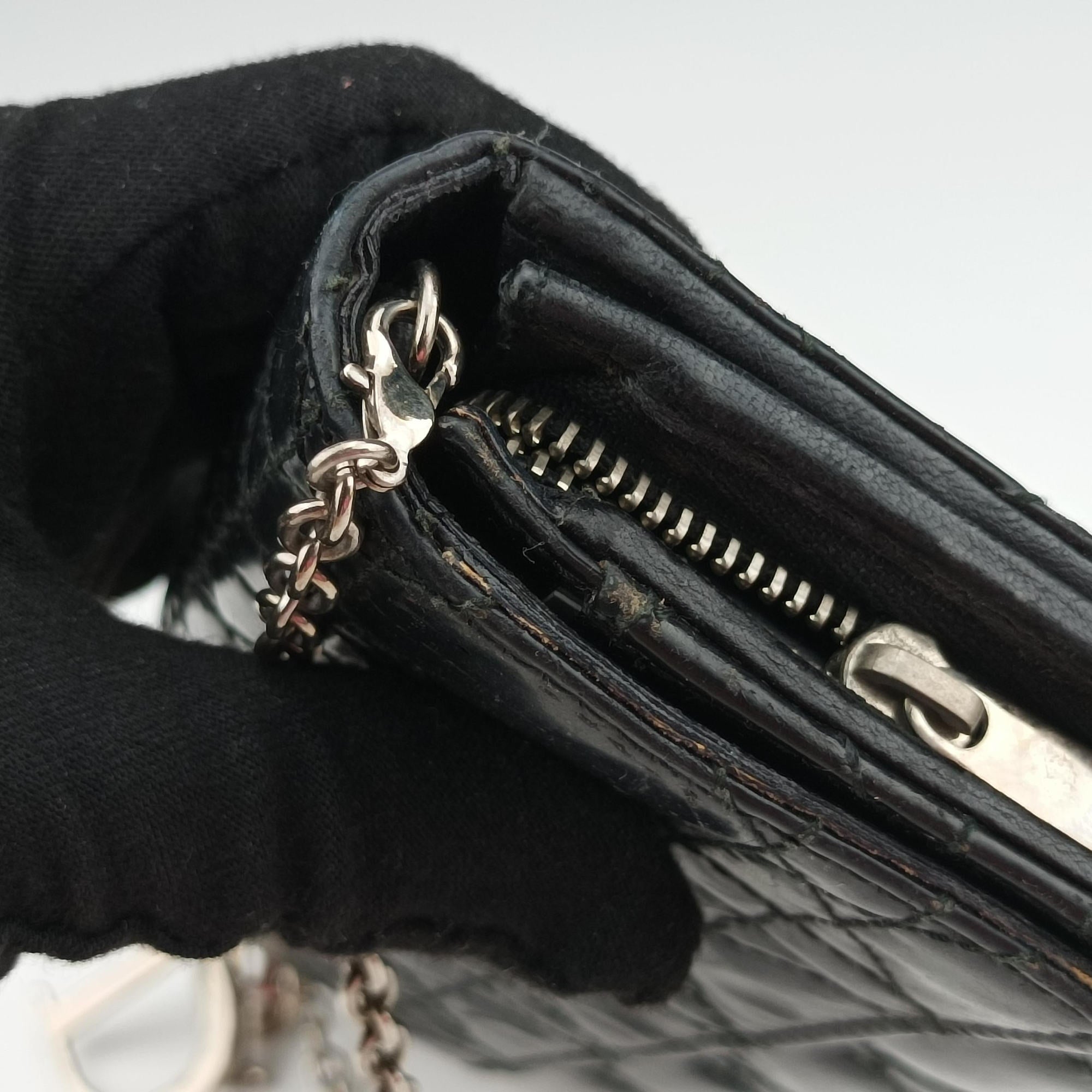 Pre-owned Christian Dior Lady Dior Cannage Black Patent Leather  handbag | stylenewstar