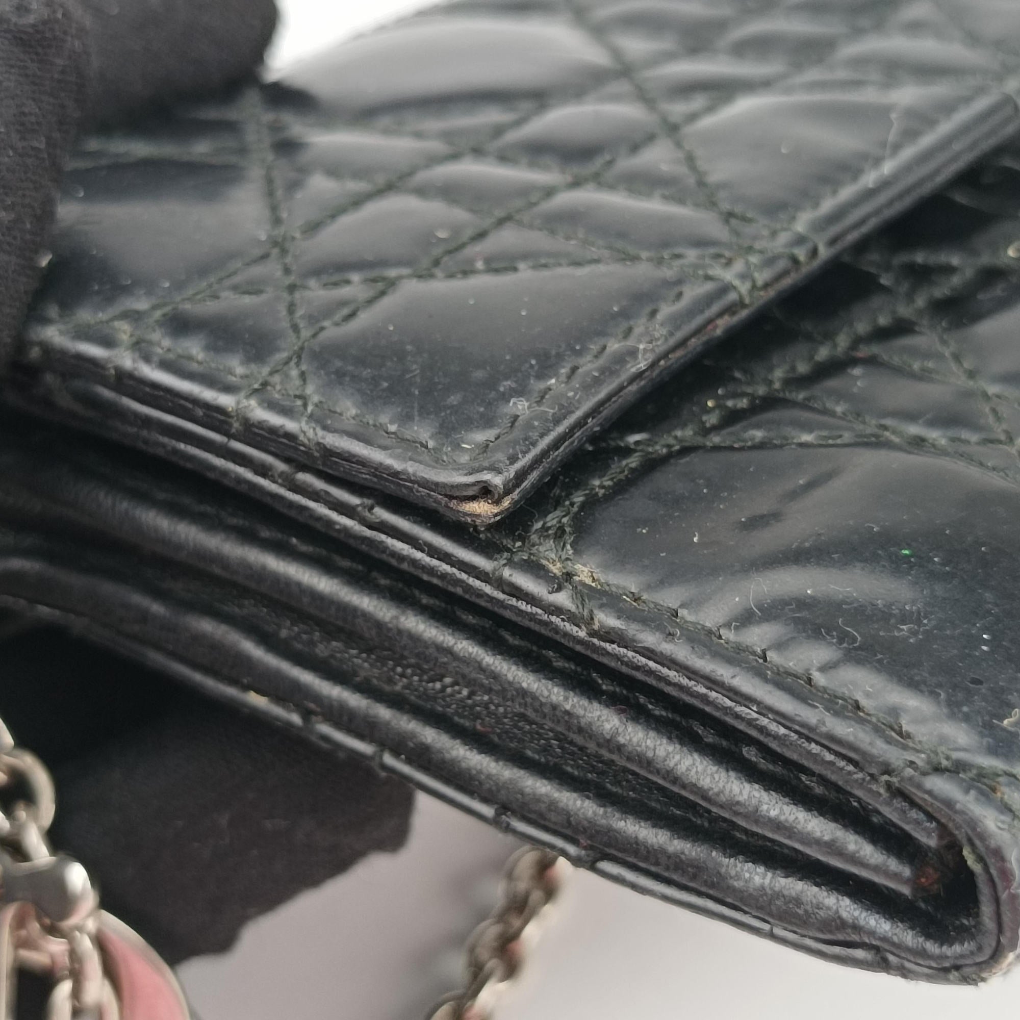 Pre-owned Christian Dior Lady Dior Cannage Black Patent Leather  handbag | stylenewstar