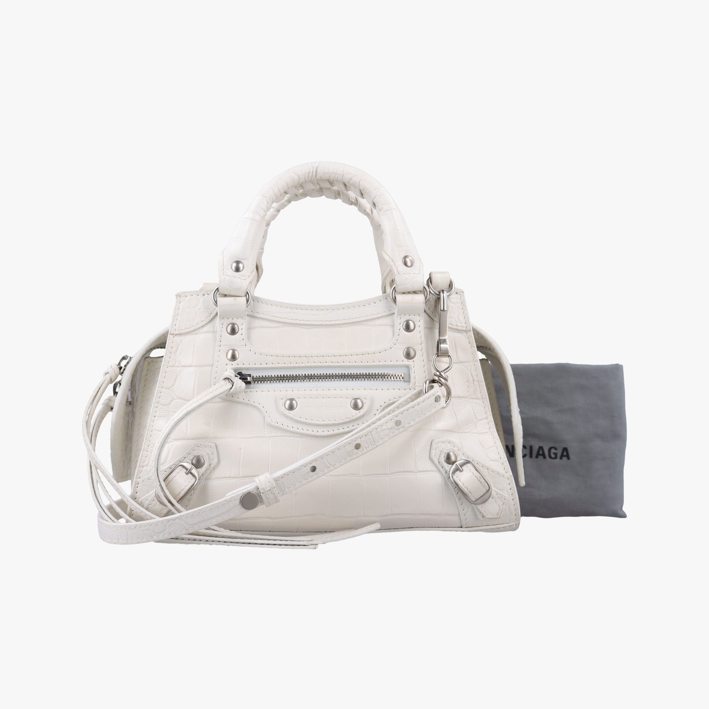 Pre-owned Balenciaga Neo Cagole XS White Leather  shoulderbag | stylenewstar