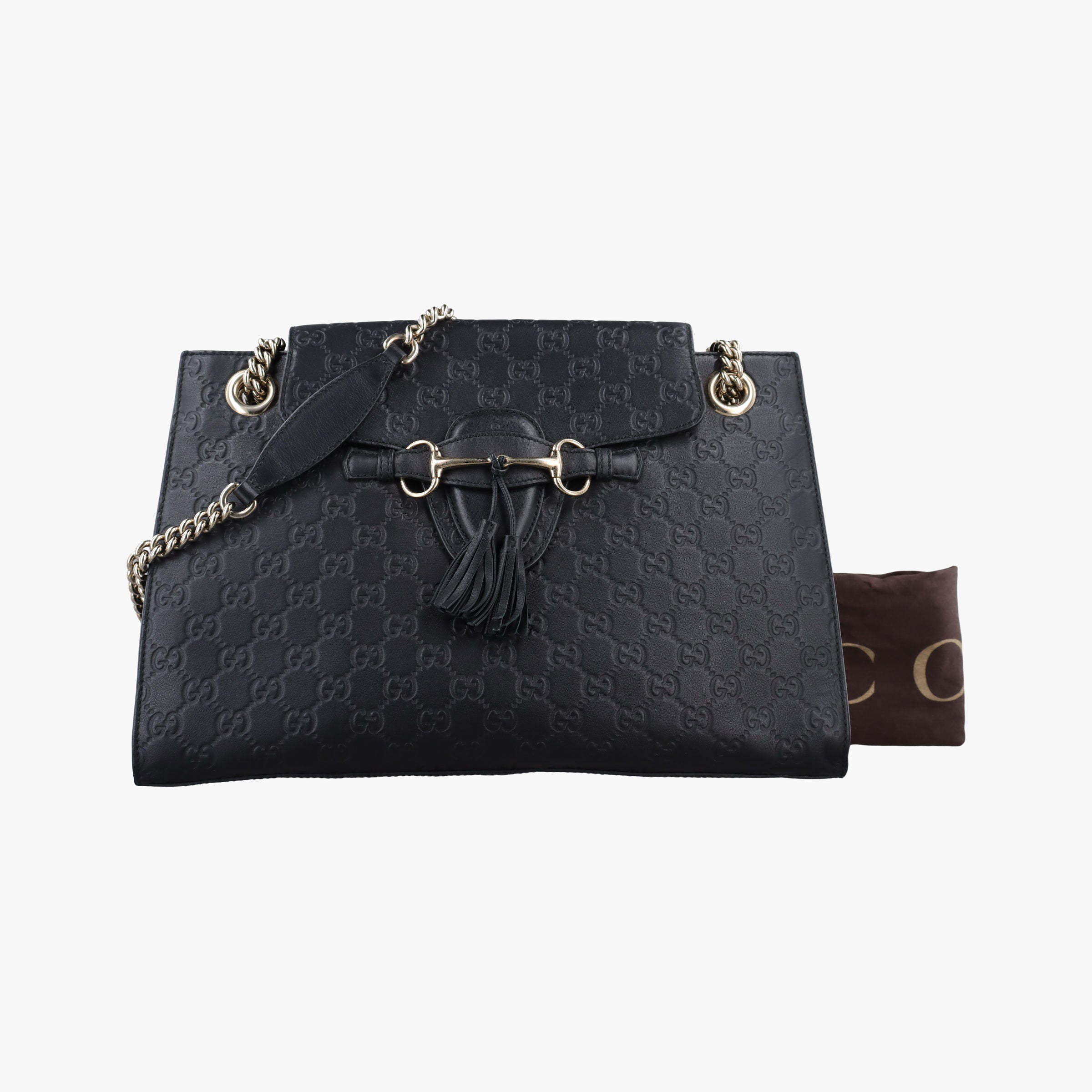 Pre-owned Gucci Emily Black Leather 295403 shoulderbag | stylenewstar