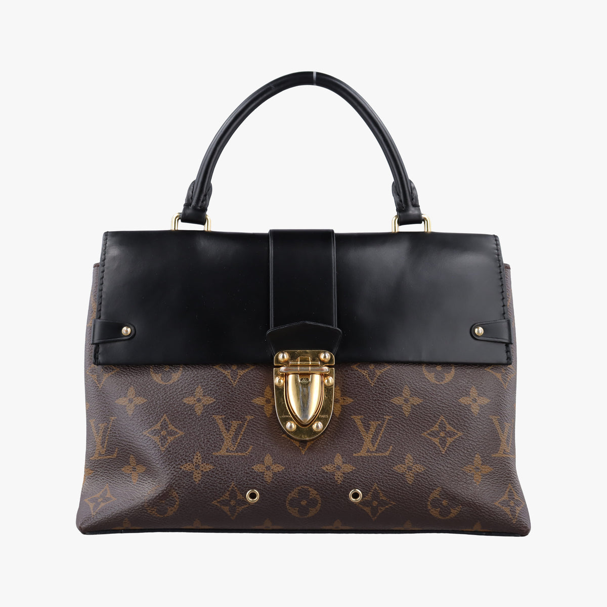 Pre-owned Louis Vuitton One-handle Flap MM brown×black Monogram Canvas×calf leather M43125 handbag | stylenewstar