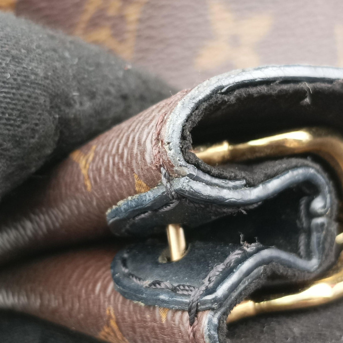 Pre-owned Louis Vuitton One-handle Flap MM brown×black Monogram Canvas×calf leather M43125 handbag | stylenewstar
