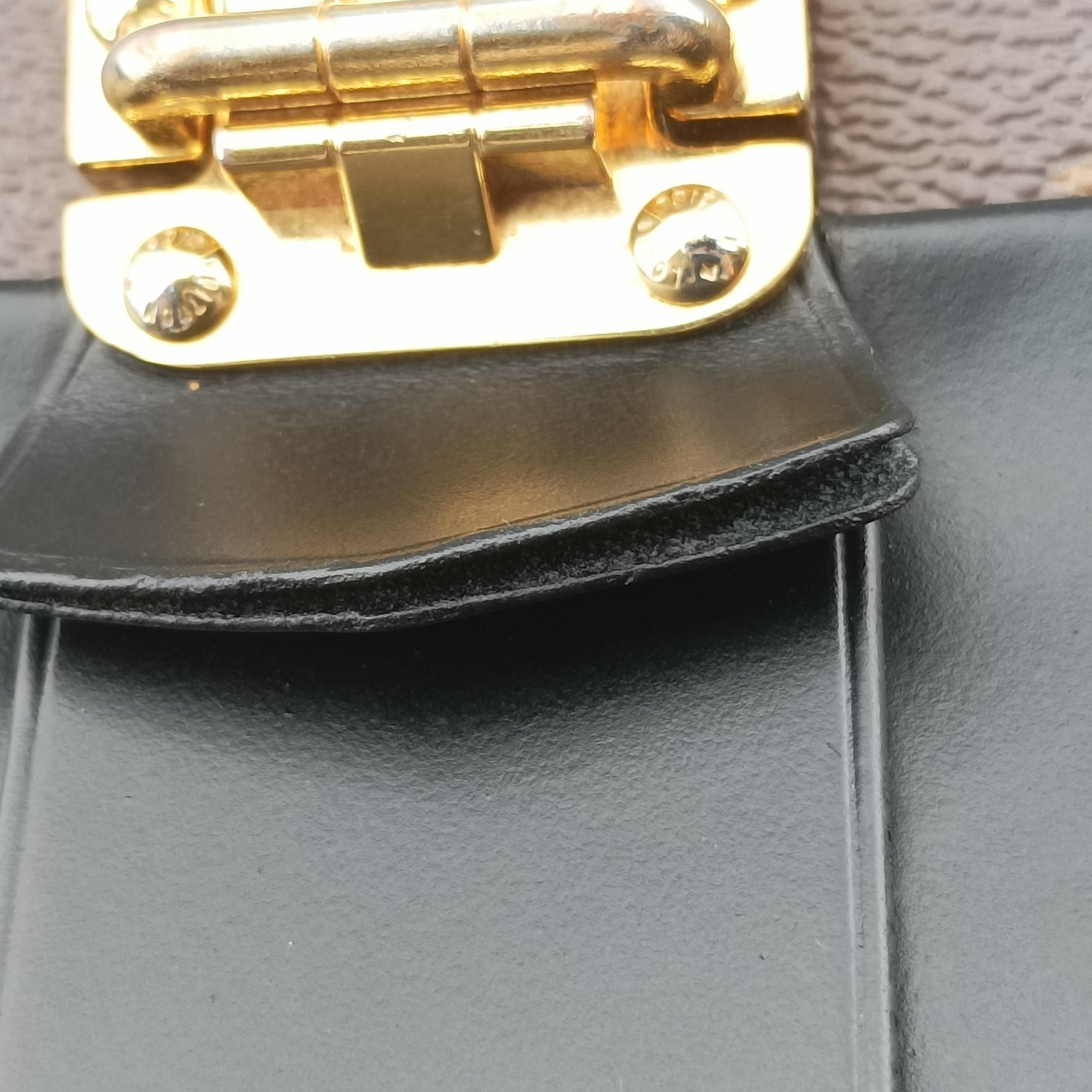 Pre-owned Louis Vuitton One-handle Flap MM brown×black Monogram Canvas×calf leather M43125 handbag | stylenewstar