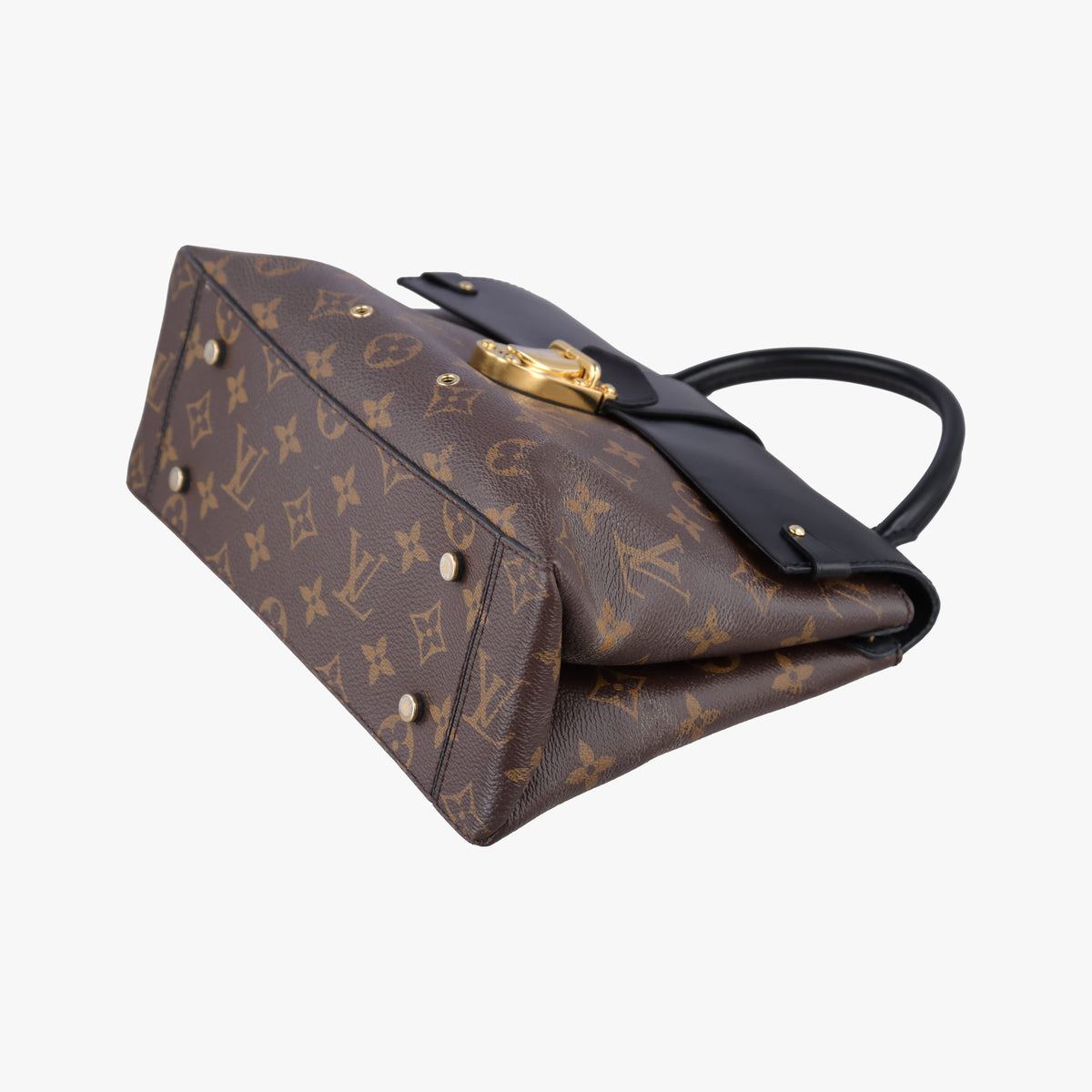 Pre-owned Louis Vuitton One-handle Flap MM brown×black Monogram Canvas×calf leather M43125 handbag | stylenewstar
