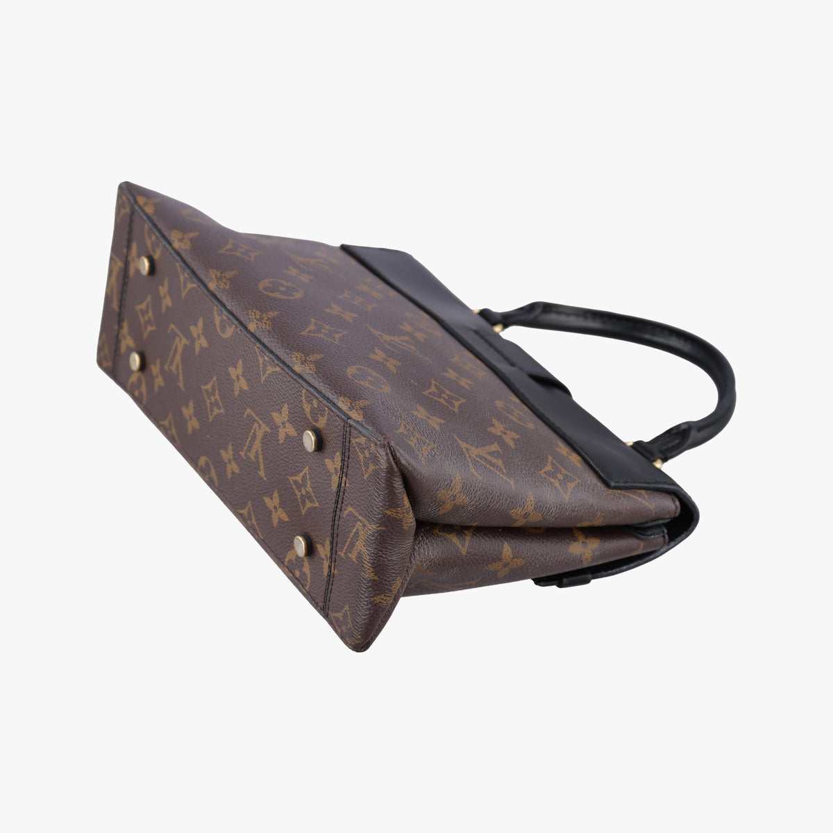Pre-owned Louis Vuitton One-handle Flap MM brown×black Monogram Canvas×calf leather M43125 handbag | stylenewstar