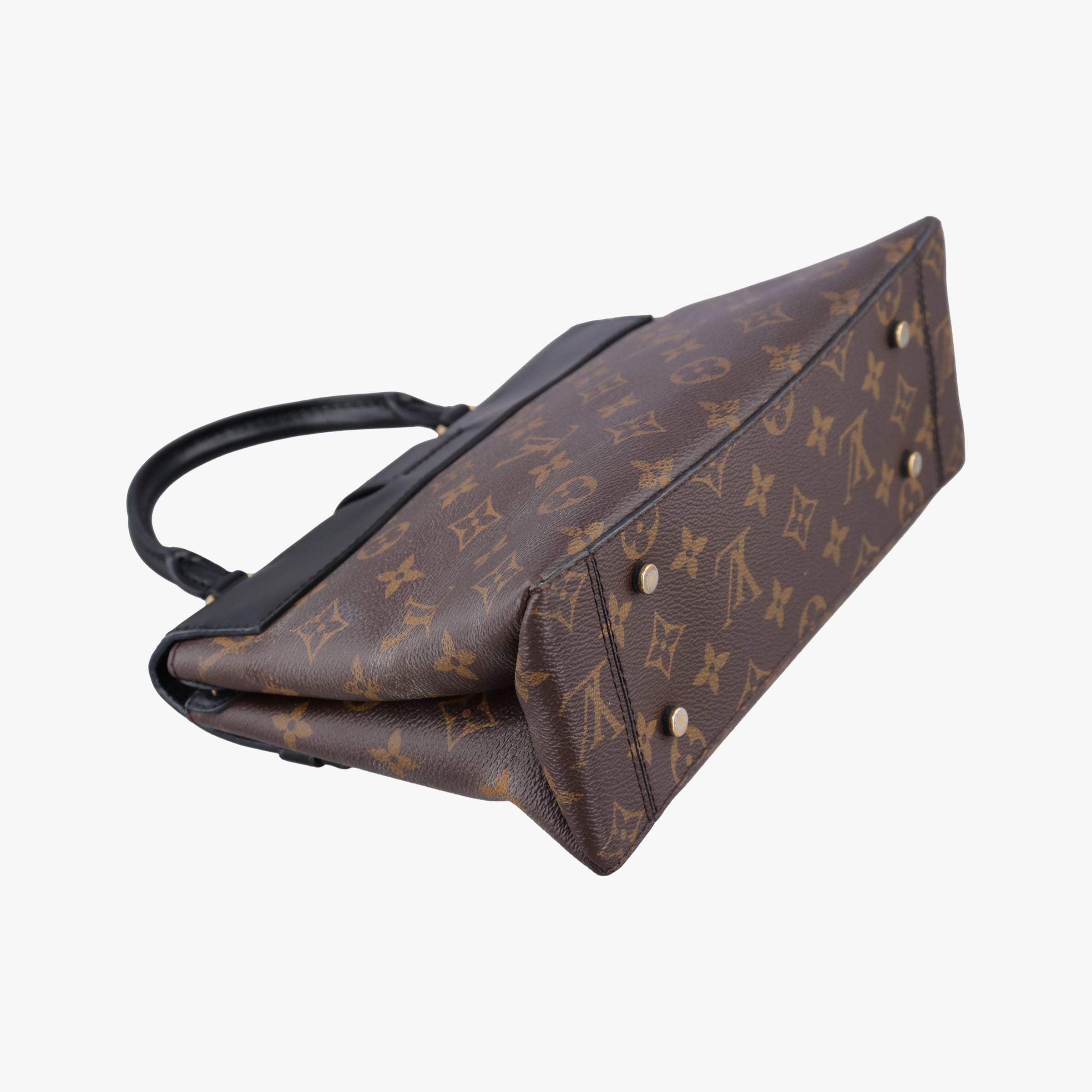 Pre-owned Louis Vuitton One-handle Flap MM brown×black Monogram Canvas×calf leather M43125 handbag | stylenewstar