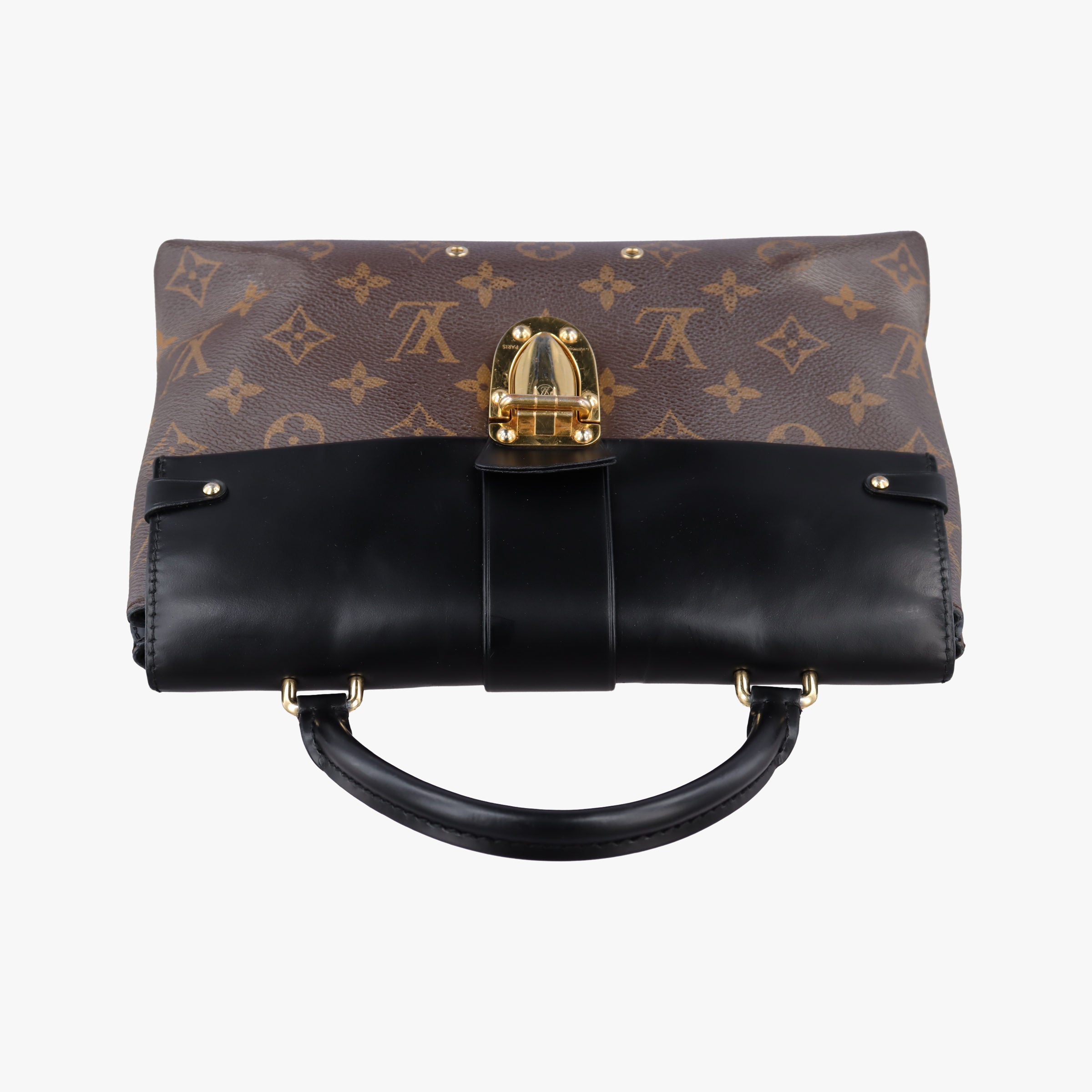 Pre-owned Louis Vuitton One-handle Flap MM brown×black Monogram Canvas×calf leather M43125 handbag | stylenewstar