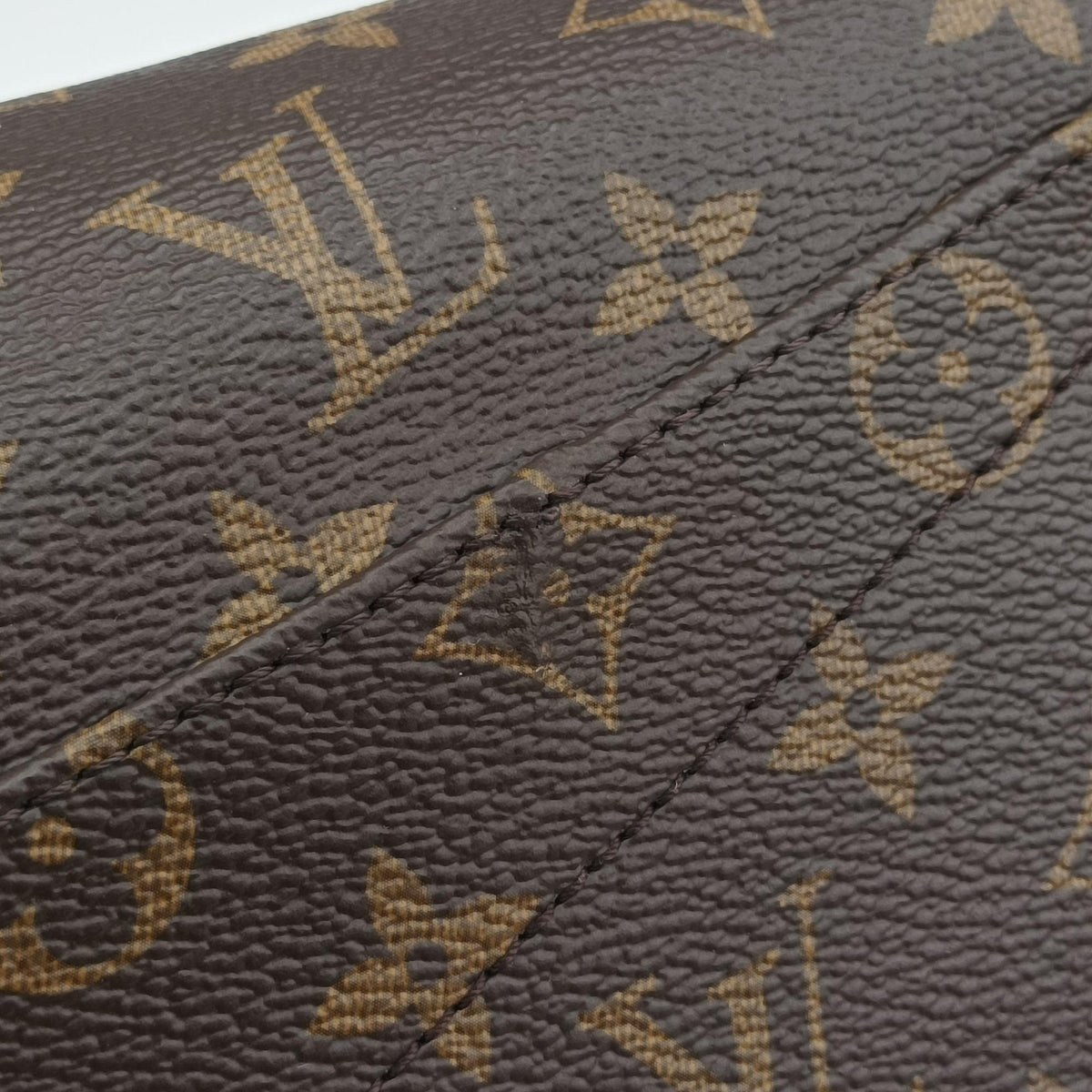 Pre-owned Louis Vuitton V TOTE BB brown MARRON×BLACK Monogram Canvas×calf leather M43948 shoulderbag | stylenewstar