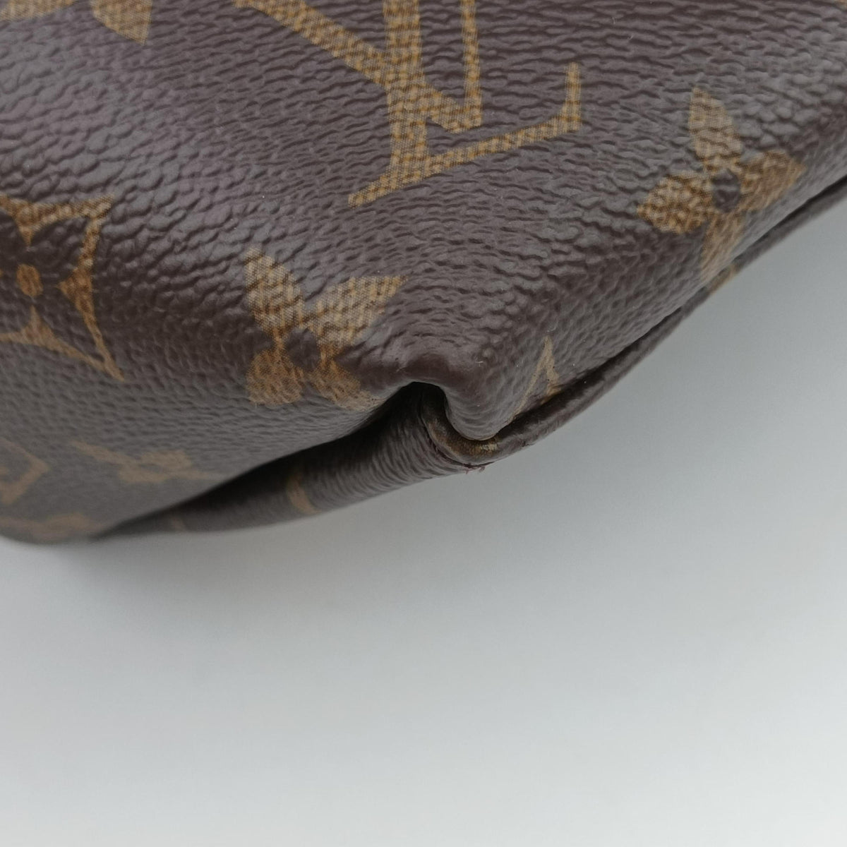 Pre-owned Louis Vuitton V TOTE BB brown MARRON×BLACK Monogram Canvas×calf leather M43948 shoulderbag | stylenewstar