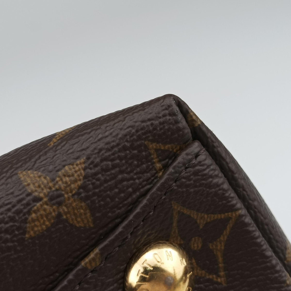 Pre-owned Louis Vuitton V TOTE BB brown MARRON×BLACK Monogram Canvas×calf leather M43948 shoulderbag | stylenewstar