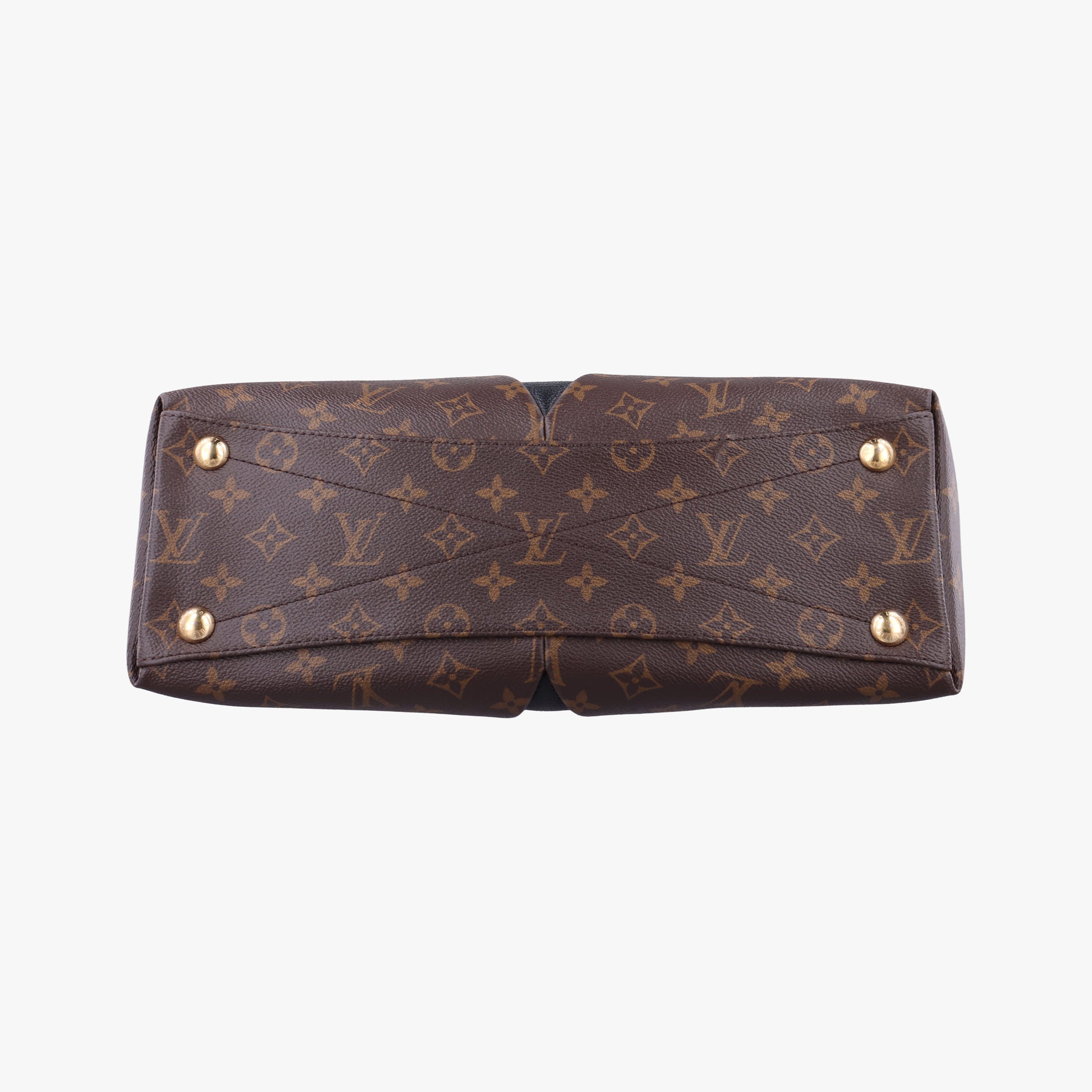 Pre-owned Louis Vuitton V TOTE BB brown MARRON×BLACK Monogram Canvas×calf leather M43948 shoulderbag | stylenewstar