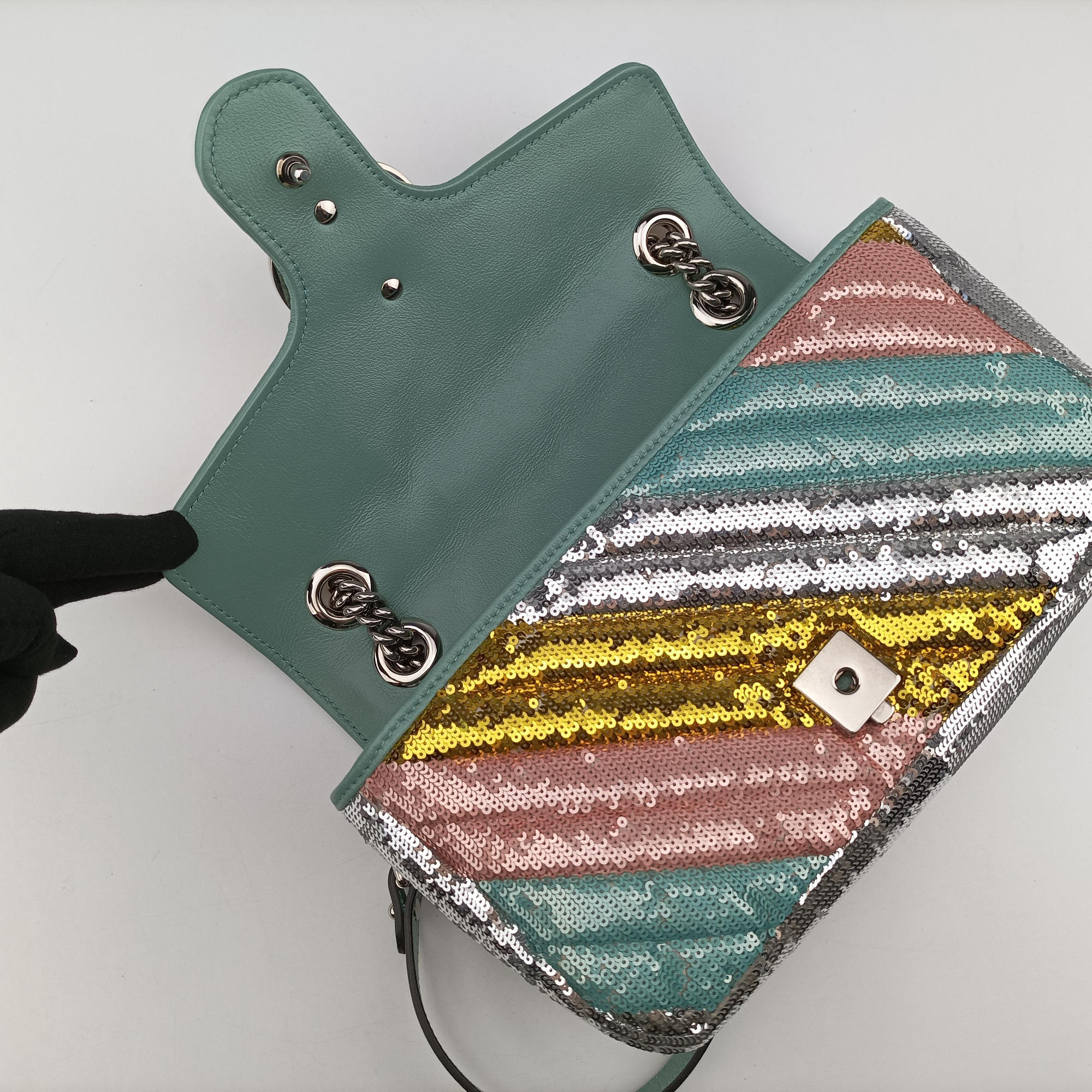 Secondhand Gucci GG Marmont Multicolour Sequins 443497 shoulderbag | stylenewstar