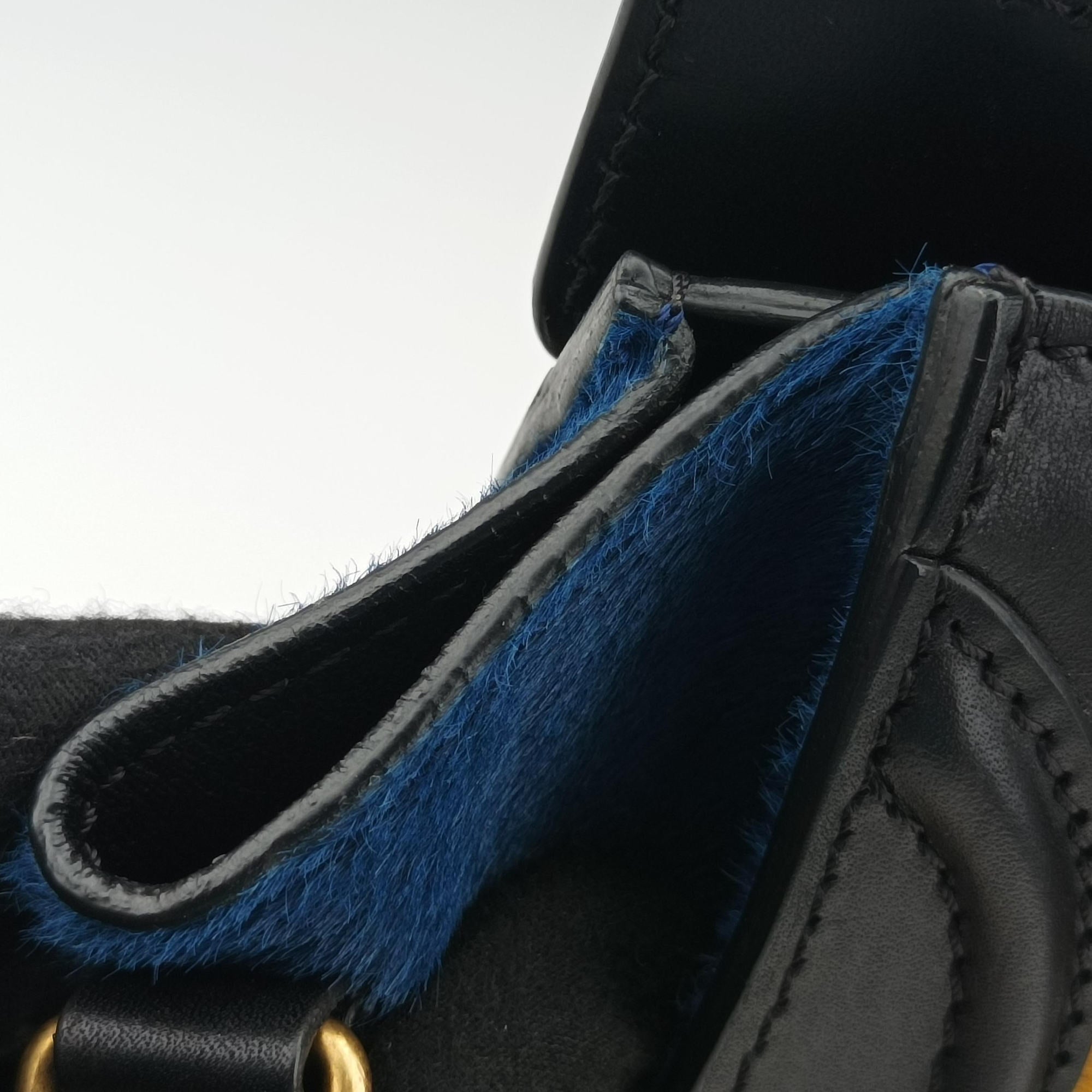 Pre-owned Celine luggage nano shopper Black×Yellow×Blue Leather × Horsehair  shoulderbag | stylenewstar