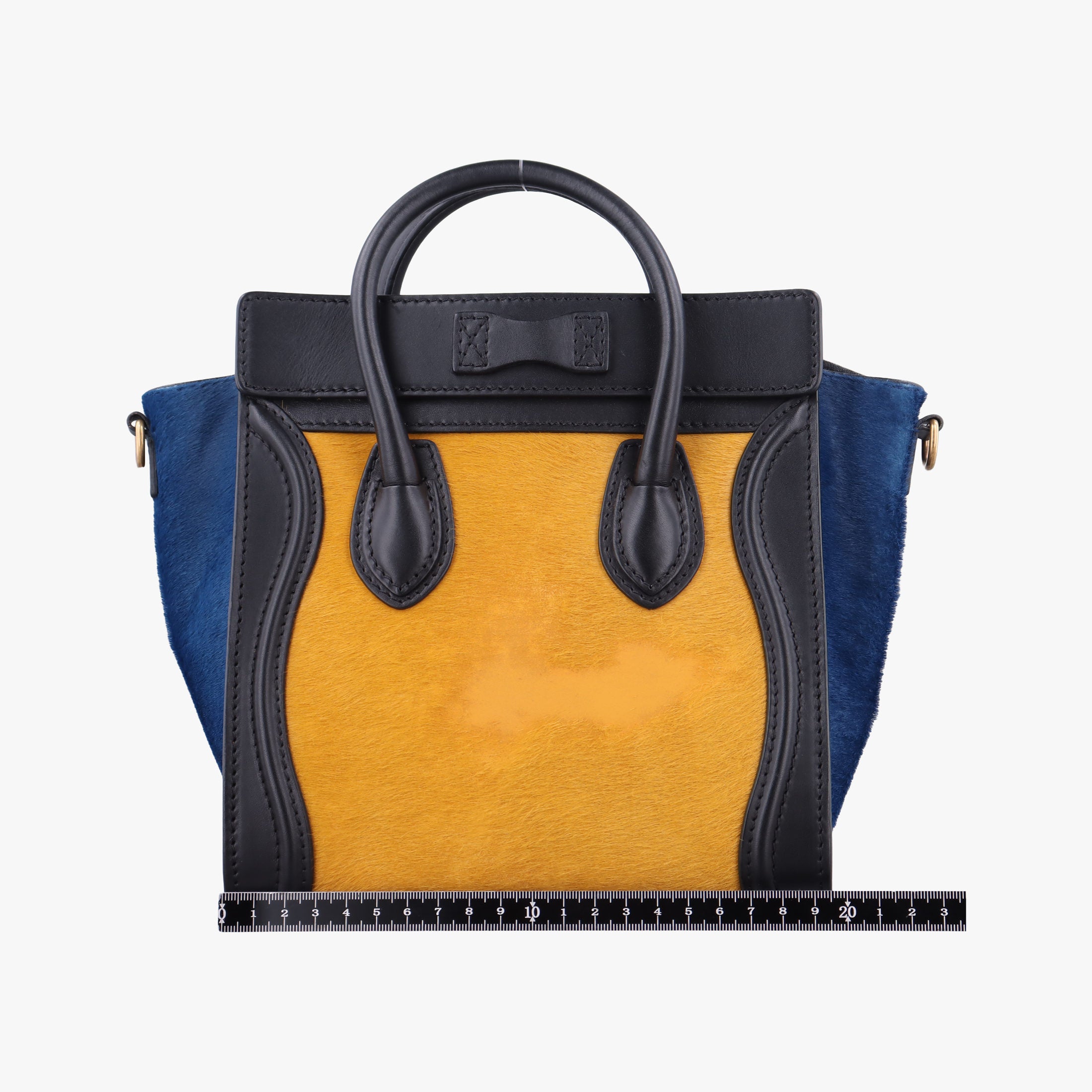 Pre-owned Celine luggage nano shopper Black×Yellow×Blue Leather × Horsehair  shoulderbag | stylenewstar