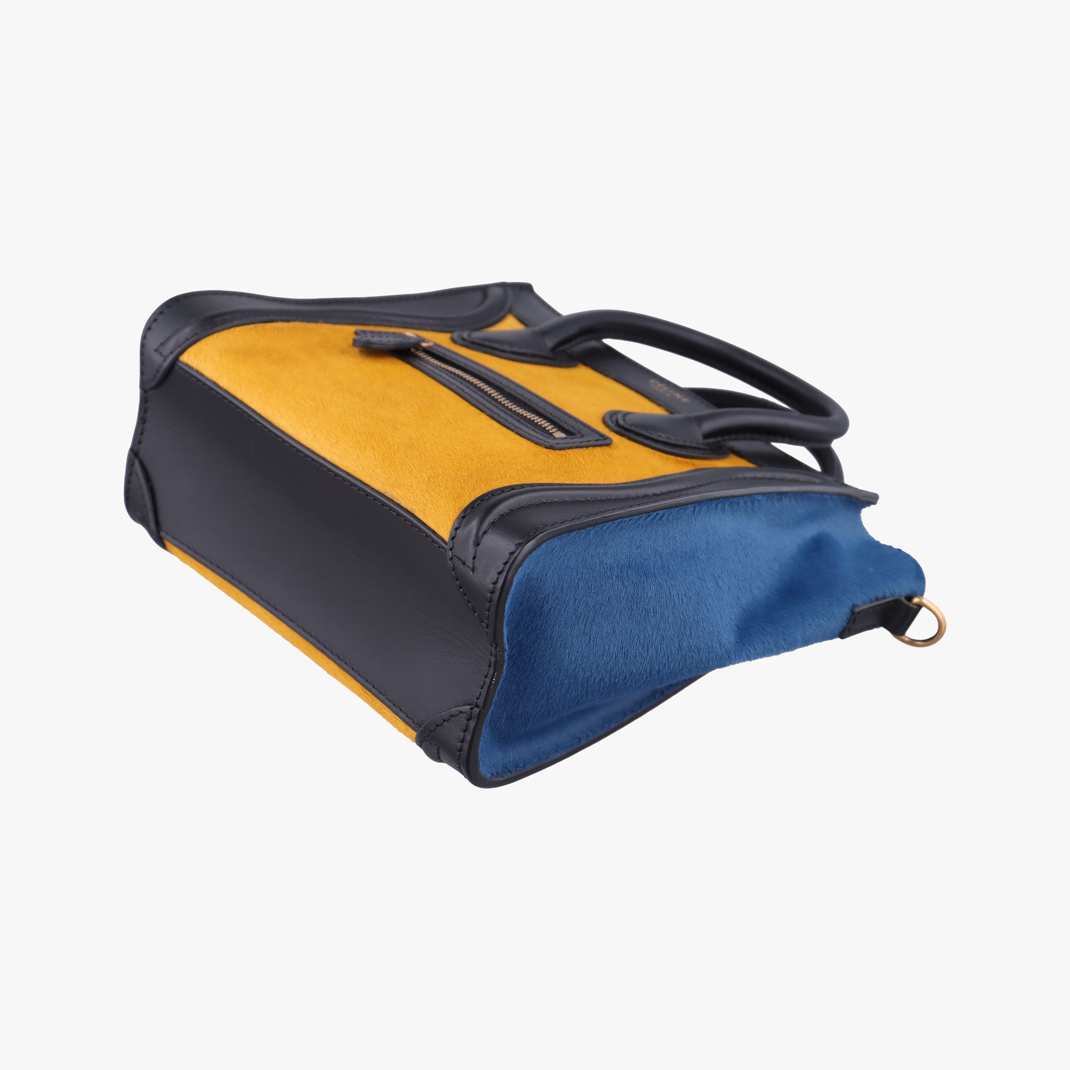Pre-owned Celine luggage nano shopper Black×Yellow×Blue Leather × Horsehair  shoulderbag | stylenewstar