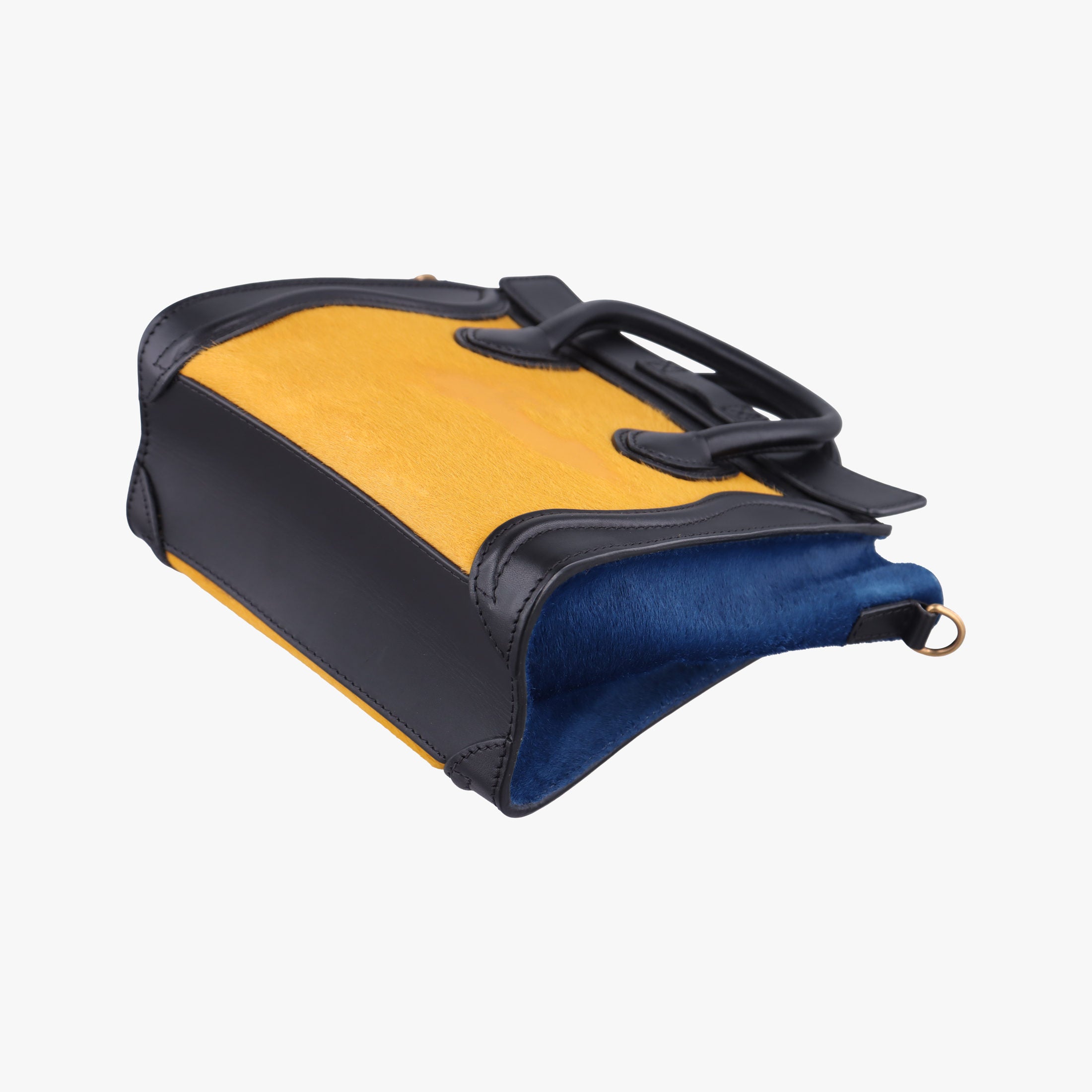 Pre-owned Celine luggage nano shopper Black×Yellow×Blue Leather × Horsehair  shoulderbag | stylenewstar