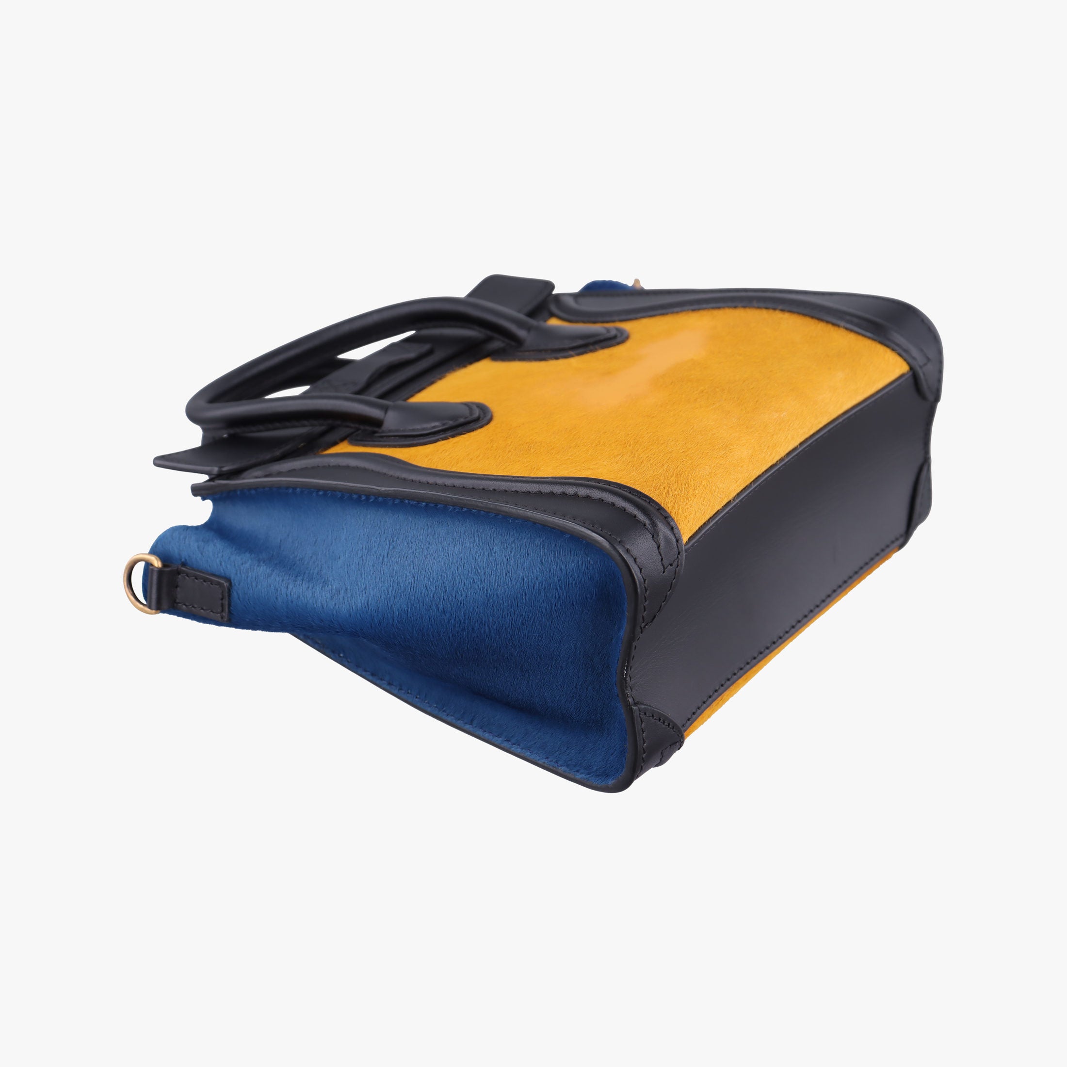 Pre-owned Celine luggage nano shopper Black×Yellow×Blue Leather × Horsehair  shoulderbag | stylenewstar