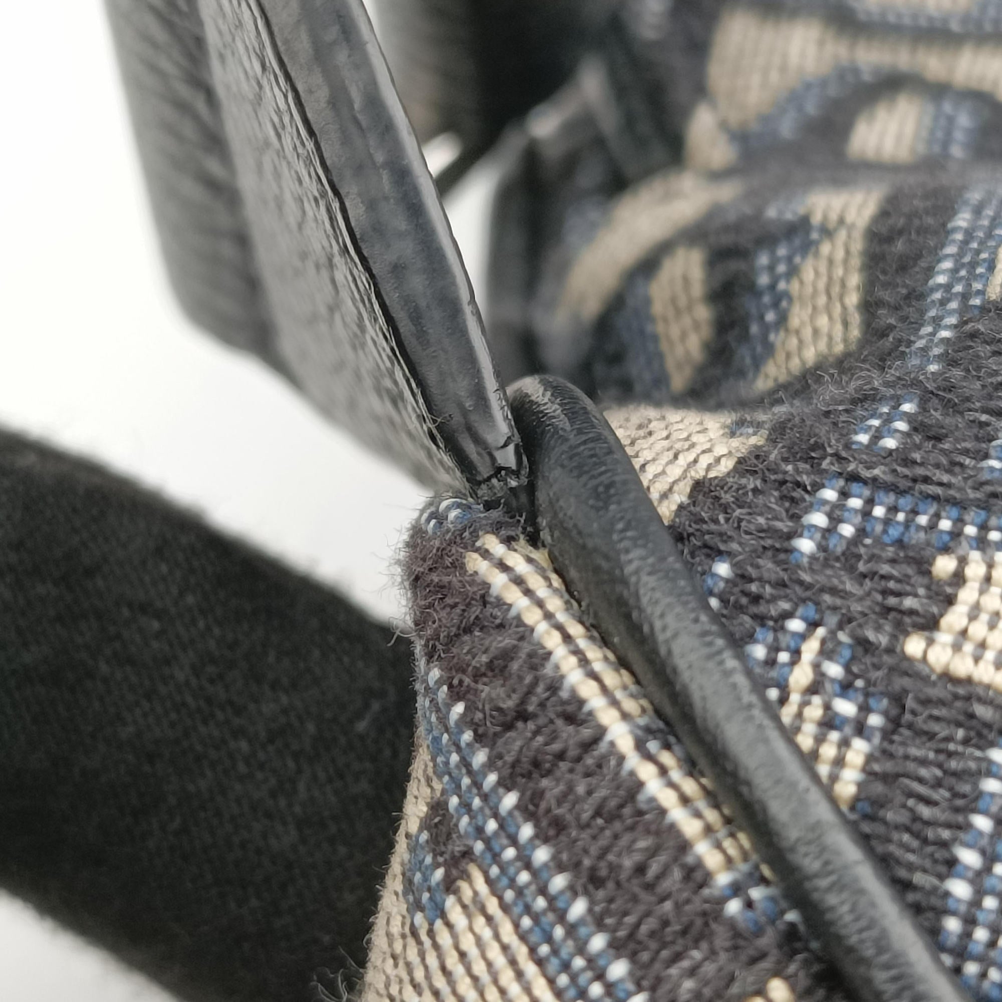Pre-owned Christian Dior saddle Navy Jacquard×Leather  crossbodybag | stylenewstar
