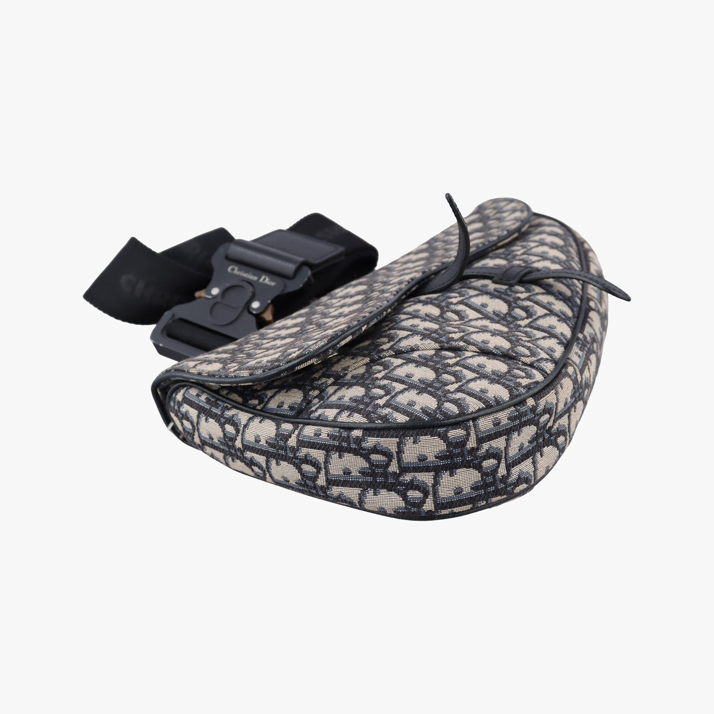 Pre-owned Christian Dior saddle Navy Jacquard×Leather  crossbodybag | stylenewstar