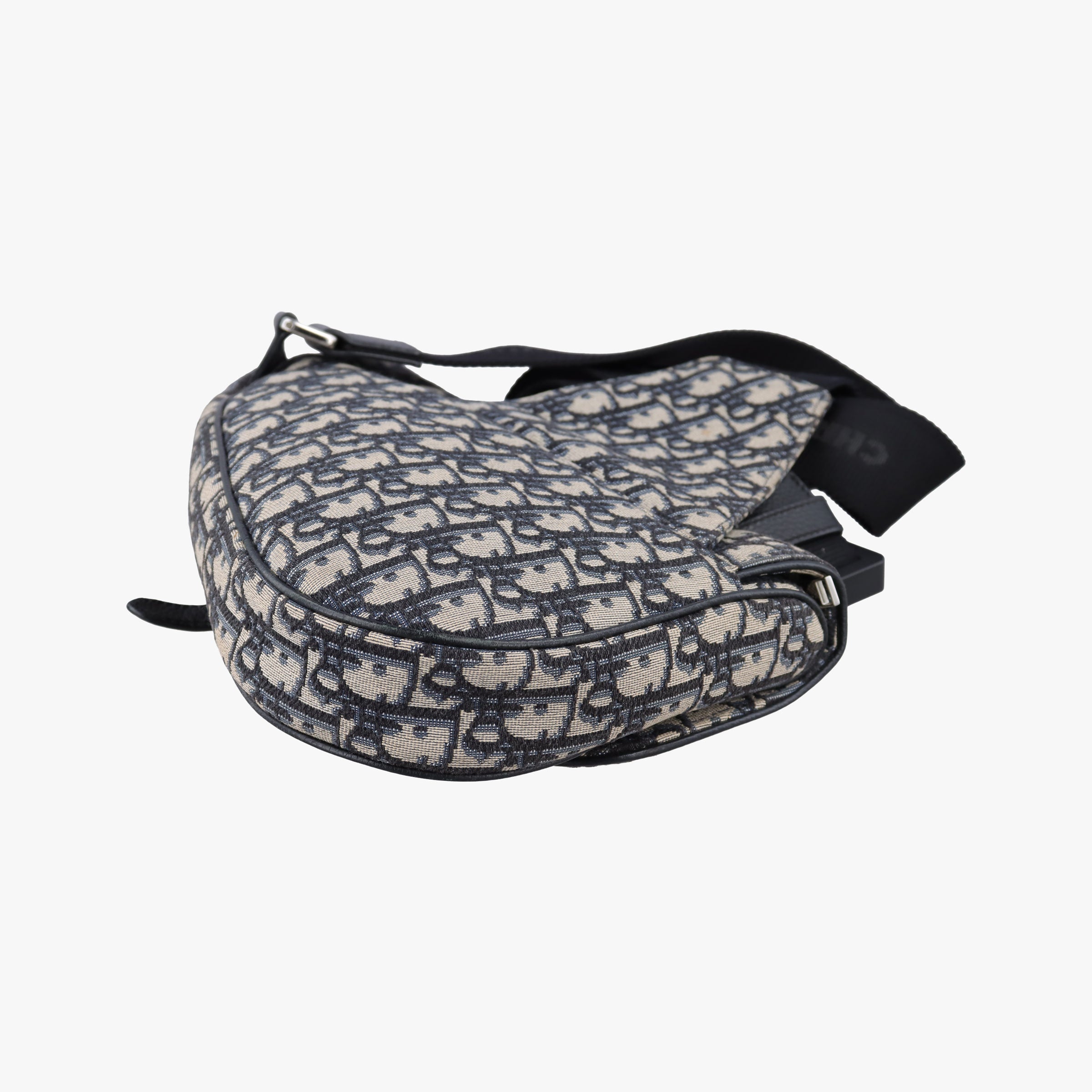 Pre-owned Christian Dior saddle Navy Jacquard×Leather  crossbodybag | stylenewstar