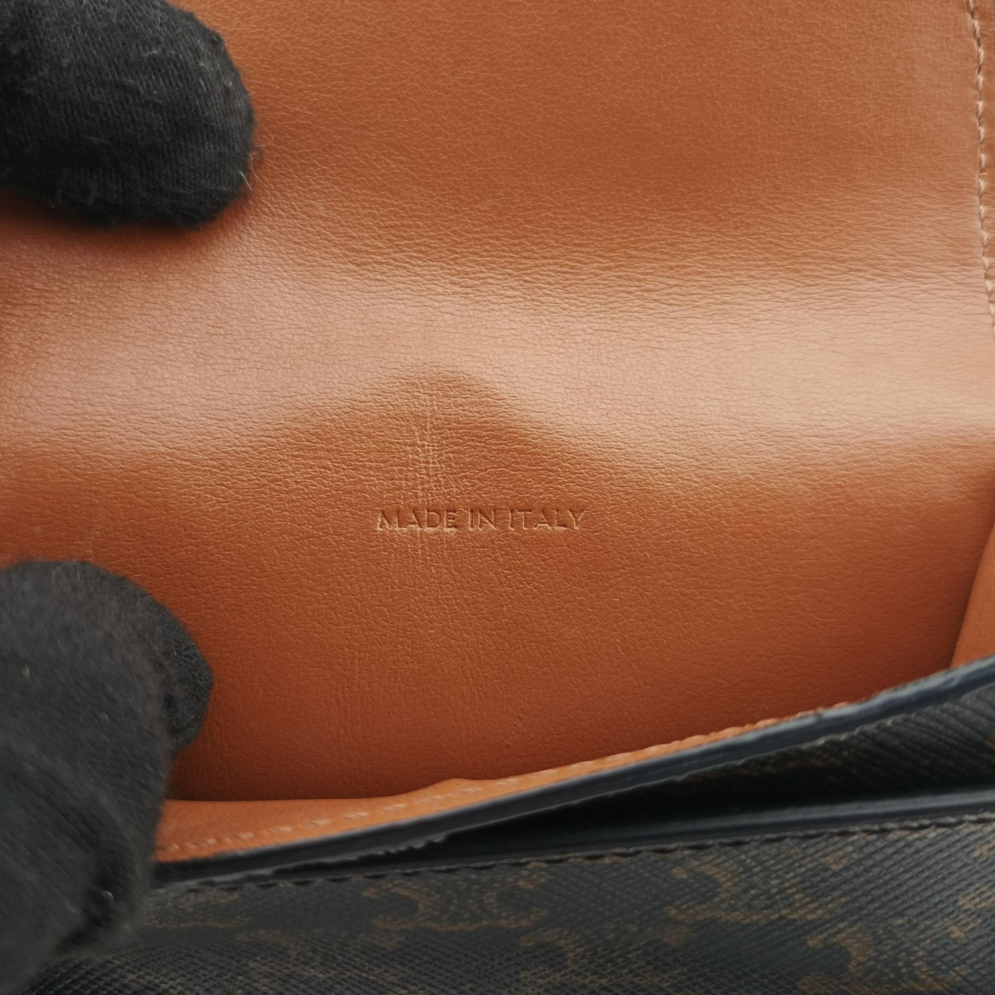 Pre-owned Celine Triomphe Phone Pouch Brown PVC coated canvas×Leather  shoulderbag | stylenewstar