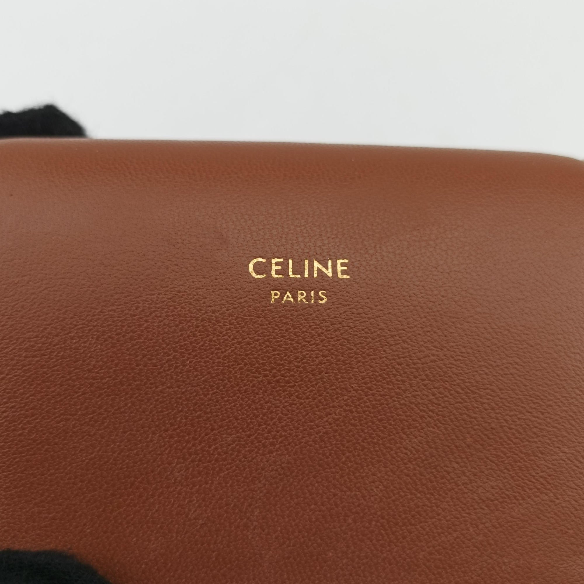 Pre-owned Celine Triomphe Phone Pouch Brown PVC coated canvas×Leather  shoulderbag | stylenewstar