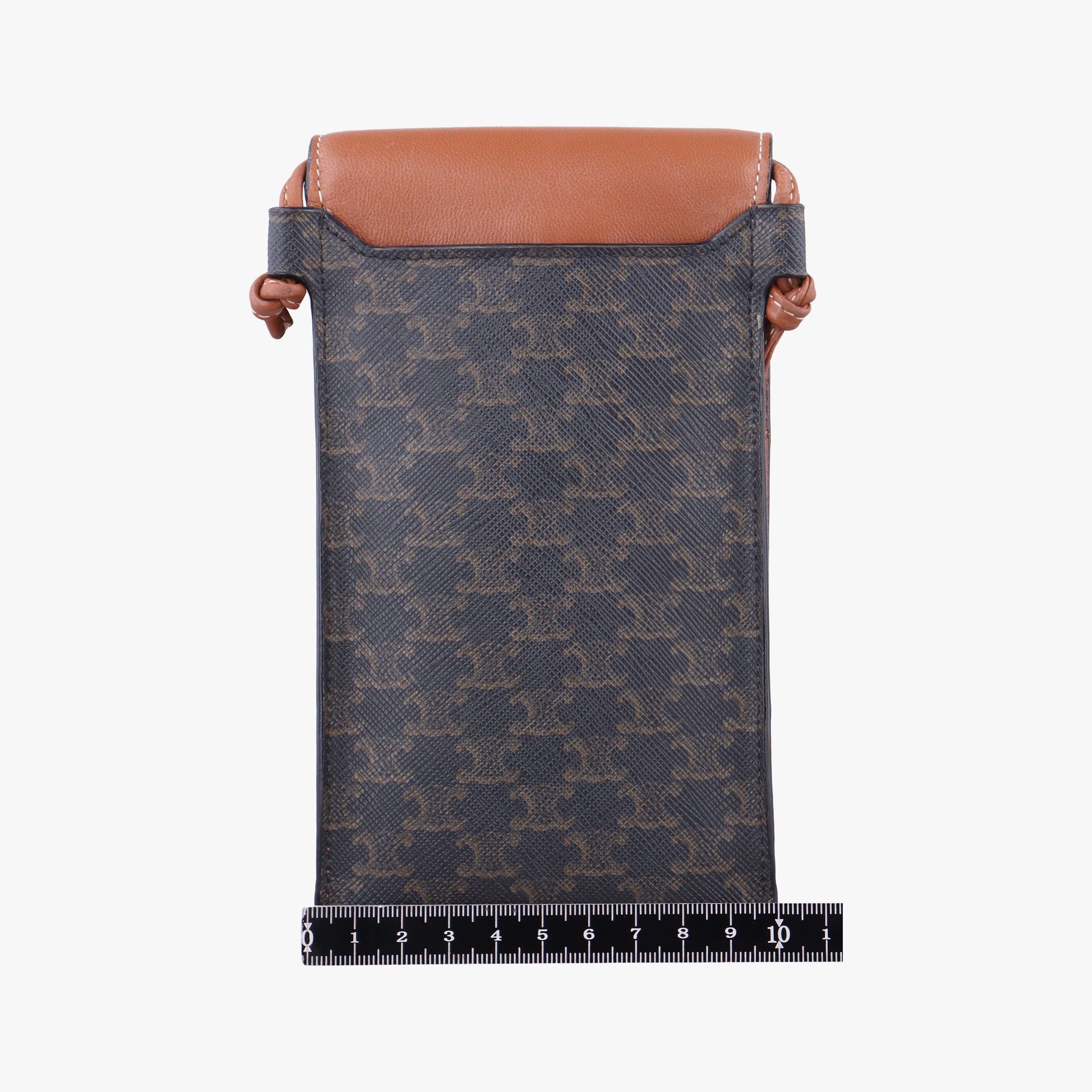 Pre-owned Celine Triomphe Phone Pouch Brown PVC coated canvas×Leather  shoulderbag | stylenewstar