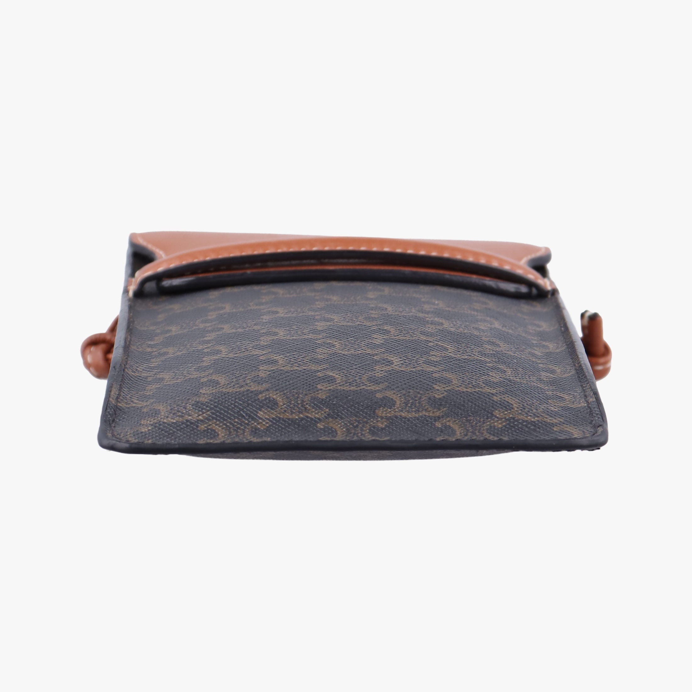 Pre-owned Celine Triomphe Phone Pouch Brown PVC coated canvas×Leather  shoulderbag | stylenewstar
