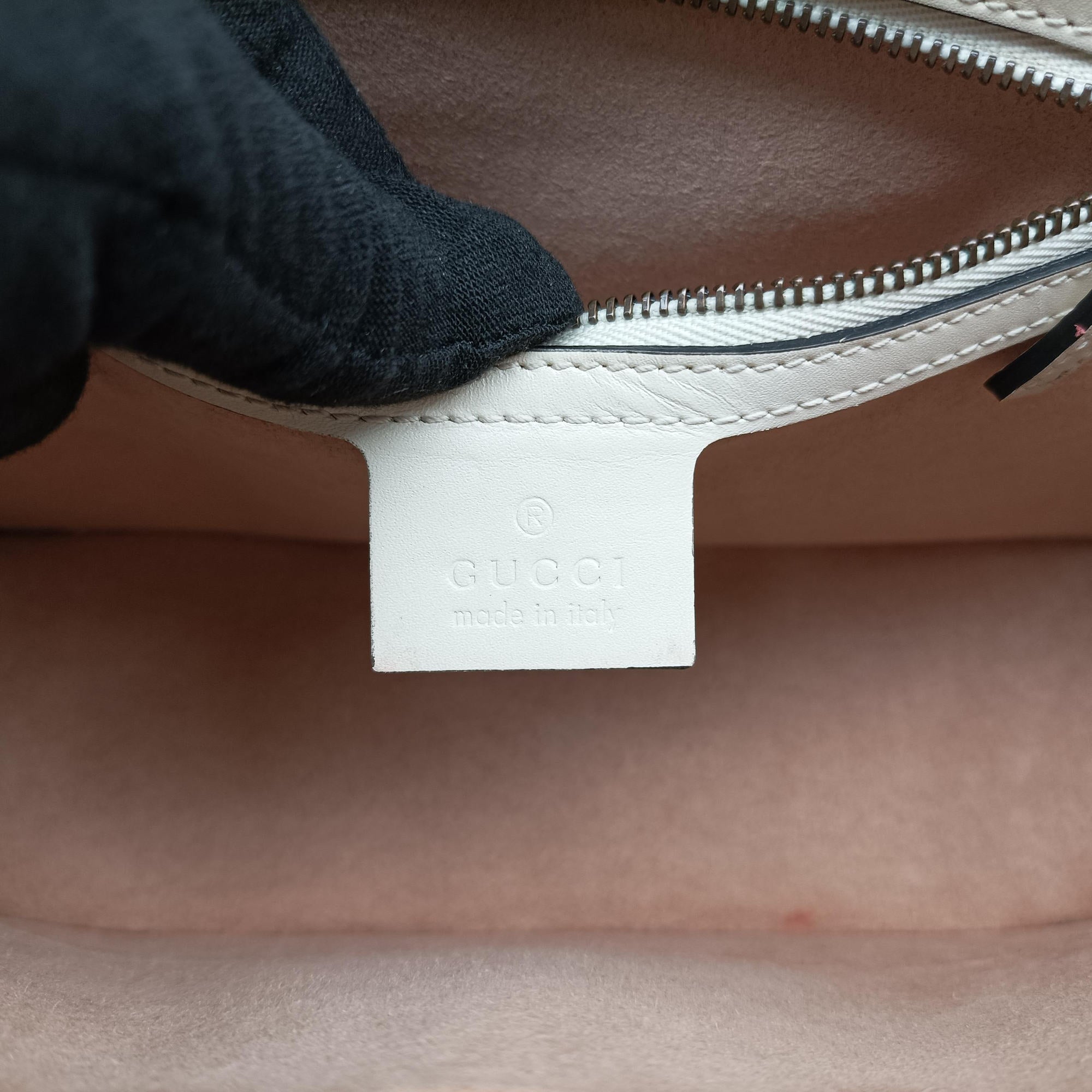 Pre-owned Gucci Queen Margaret Black×white Leather 476541 shoulderbag | stylenewstar