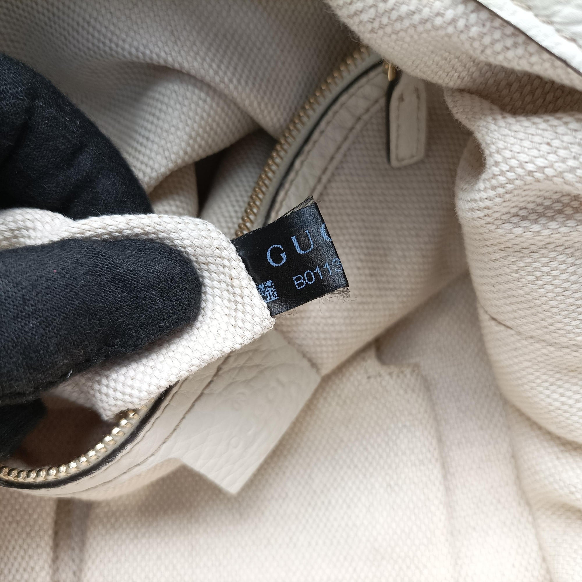 Pre-owned Gucci Bamboo Beige×White Canvas×Leather 282315 shoulderbag | stylenewstar