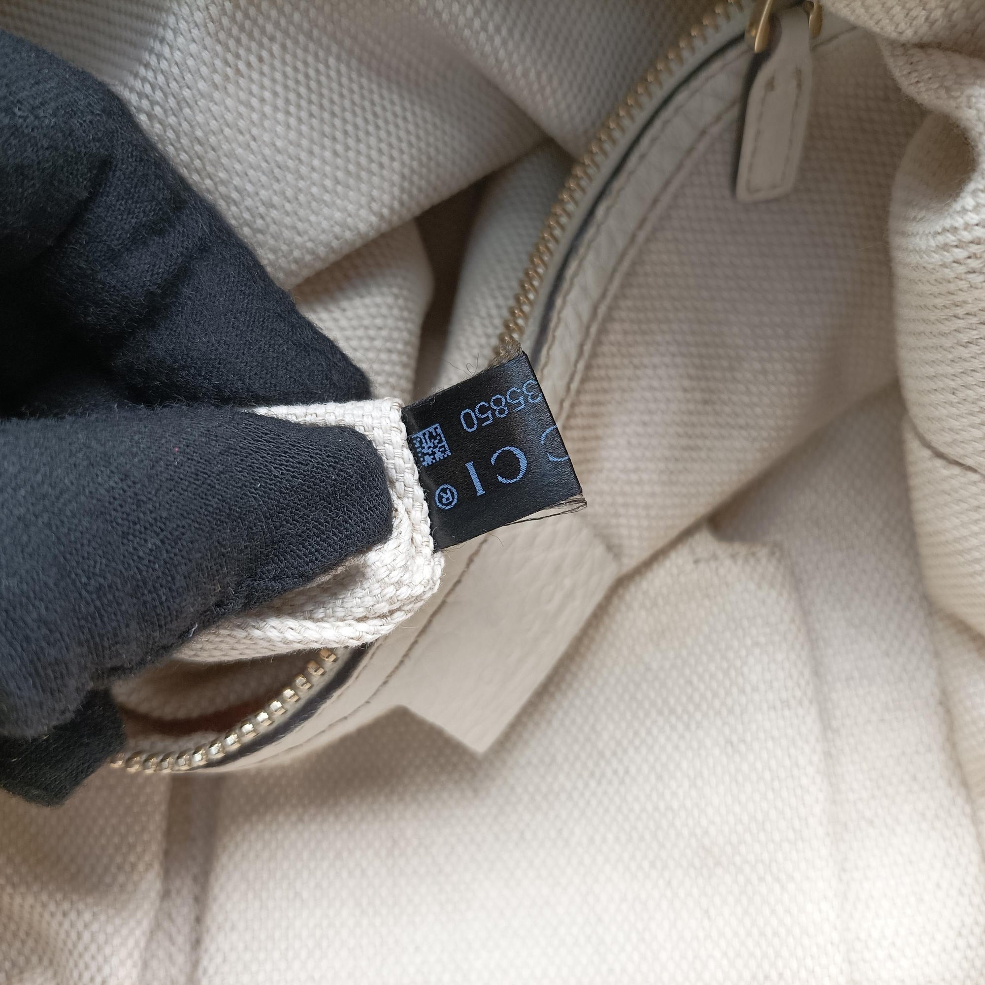 Pre-owned Gucci Bamboo Beige×White Canvas×Leather 282315 shoulderbag | stylenewstar
