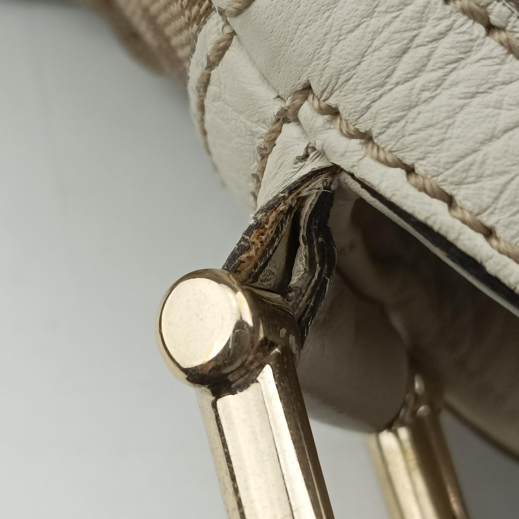 Pre-owned Gucci Bamboo Beige×White Canvas×Leather 282315 shoulderbag | stylenewstar
