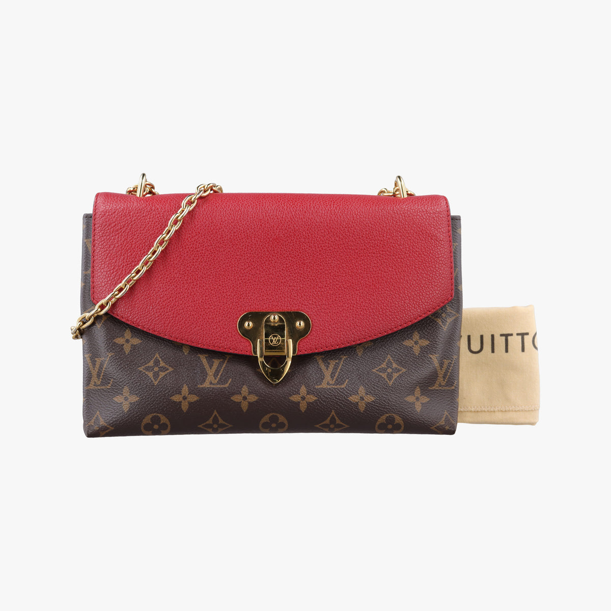 Pre-owned Louis Vuitton SAINT PLACIDE brown×CERISE Monogram Canvas×calf leather M43713 shoulderbag | stylenewstar