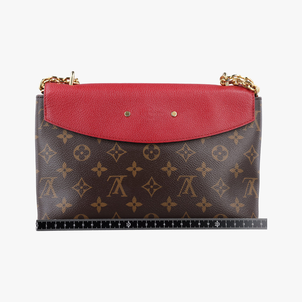 Pre-owned Louis Vuitton SAINT PLACIDE brown×CERISE Monogram Canvas×calf leather M43713 shoulderbag | stylenewstar
