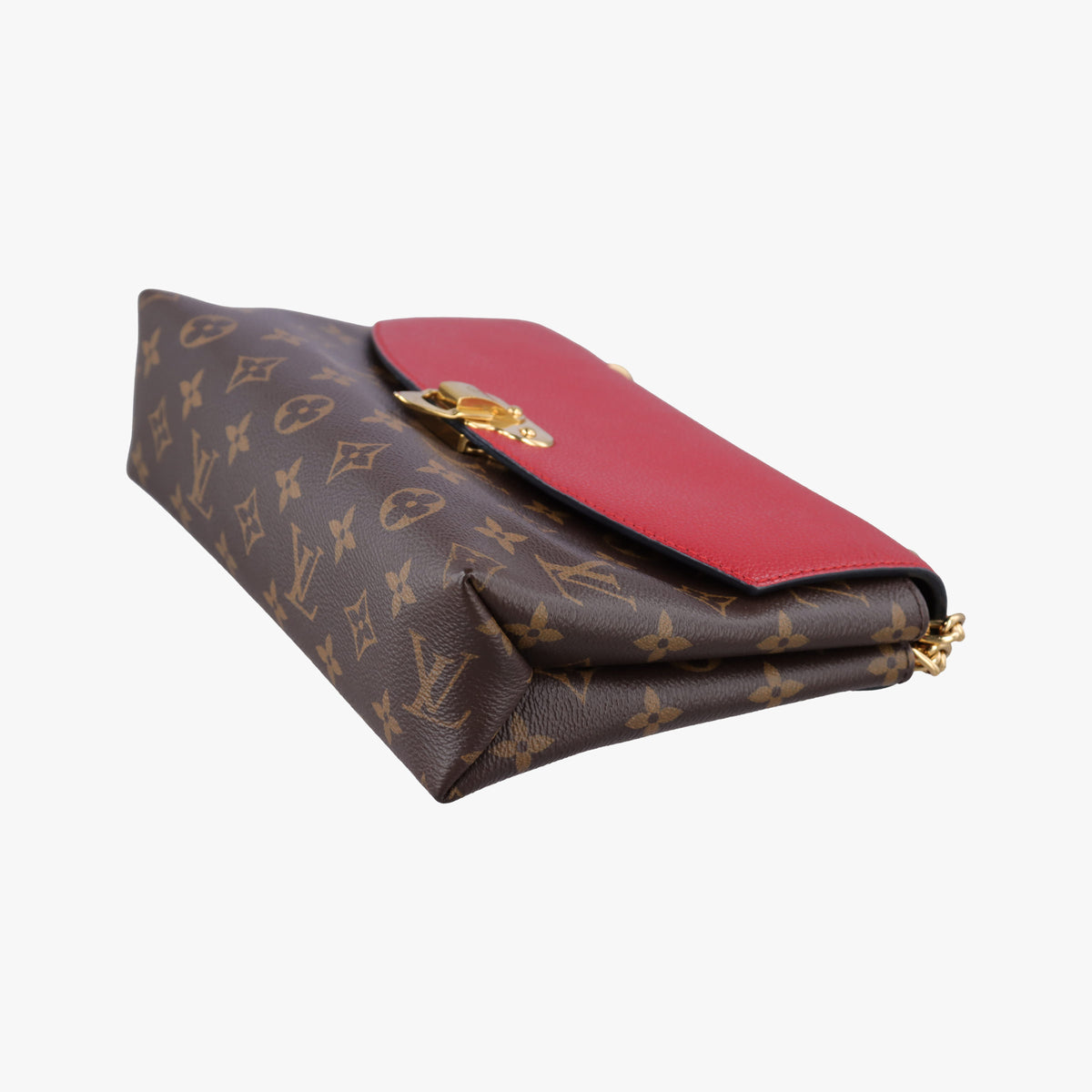 Pre-owned Louis Vuitton SAINT PLACIDE brown×CERISE Monogram Canvas×calf leather M43713 shoulderbag | stylenewstar
