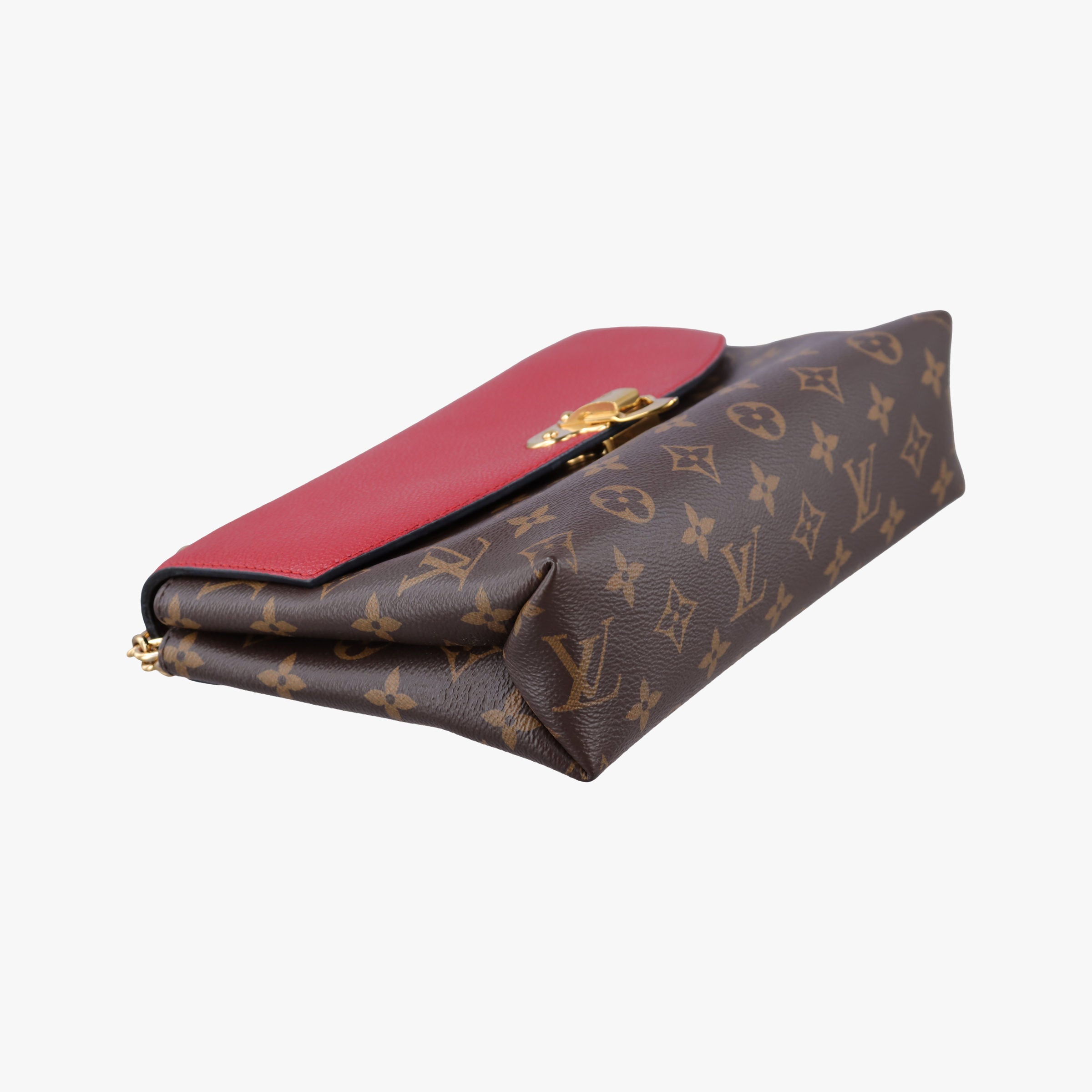 Pre-owned Louis Vuitton SAINT PLACIDE brown×CERISE Monogram Canvas×calf leather M43713 shoulderbag | stylenewstar