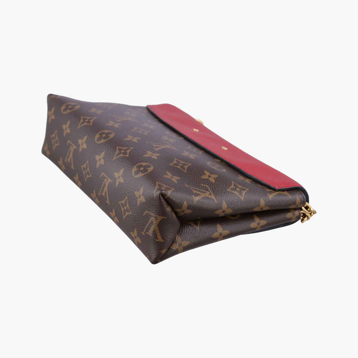 Pre-owned Louis Vuitton SAINT PLACIDE brown×CERISE Monogram Canvas×calf leather M43713 shoulderbag | stylenewstar