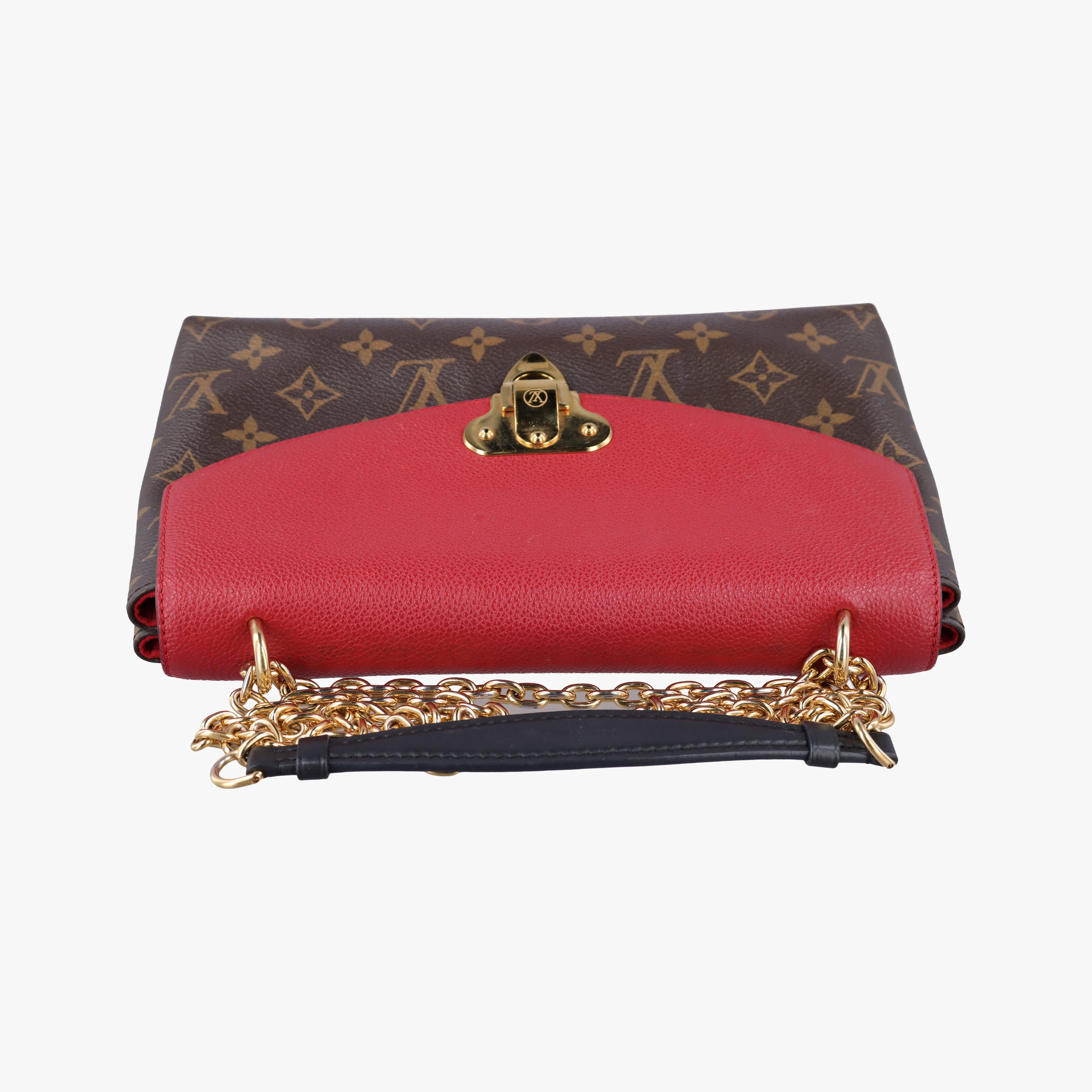 Pre-owned Louis Vuitton SAINT PLACIDE brown×CERISE Monogram Canvas×calf leather M43713 shoulderbag | stylenewstar