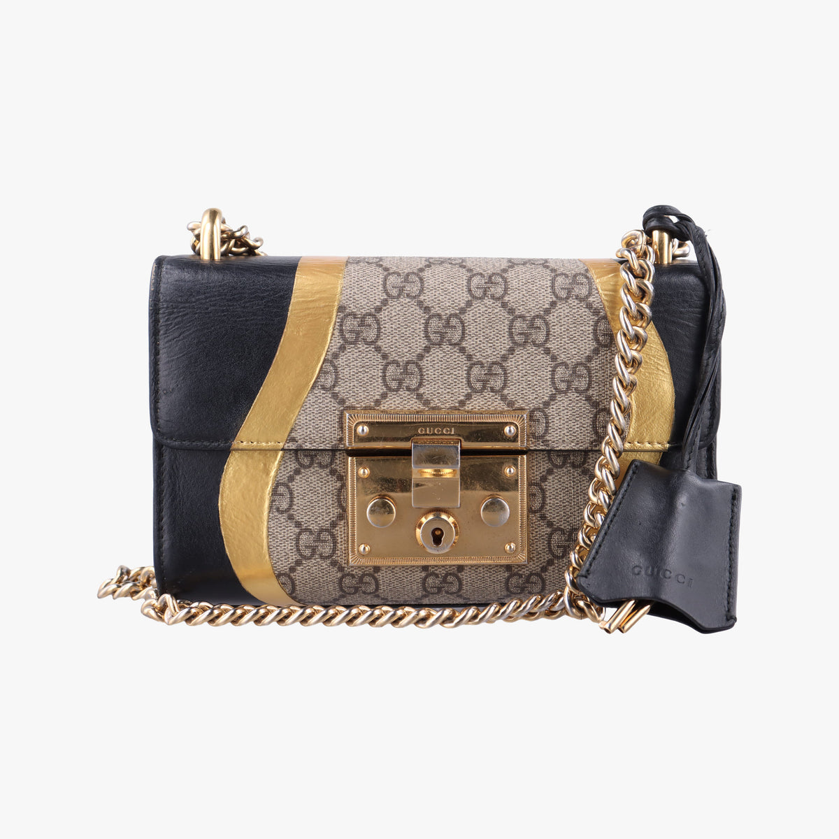 Pre-owned Gucci Padlock beige×Black PVC coated canvas×Leather 432182 shoulderbag | stylenewstar