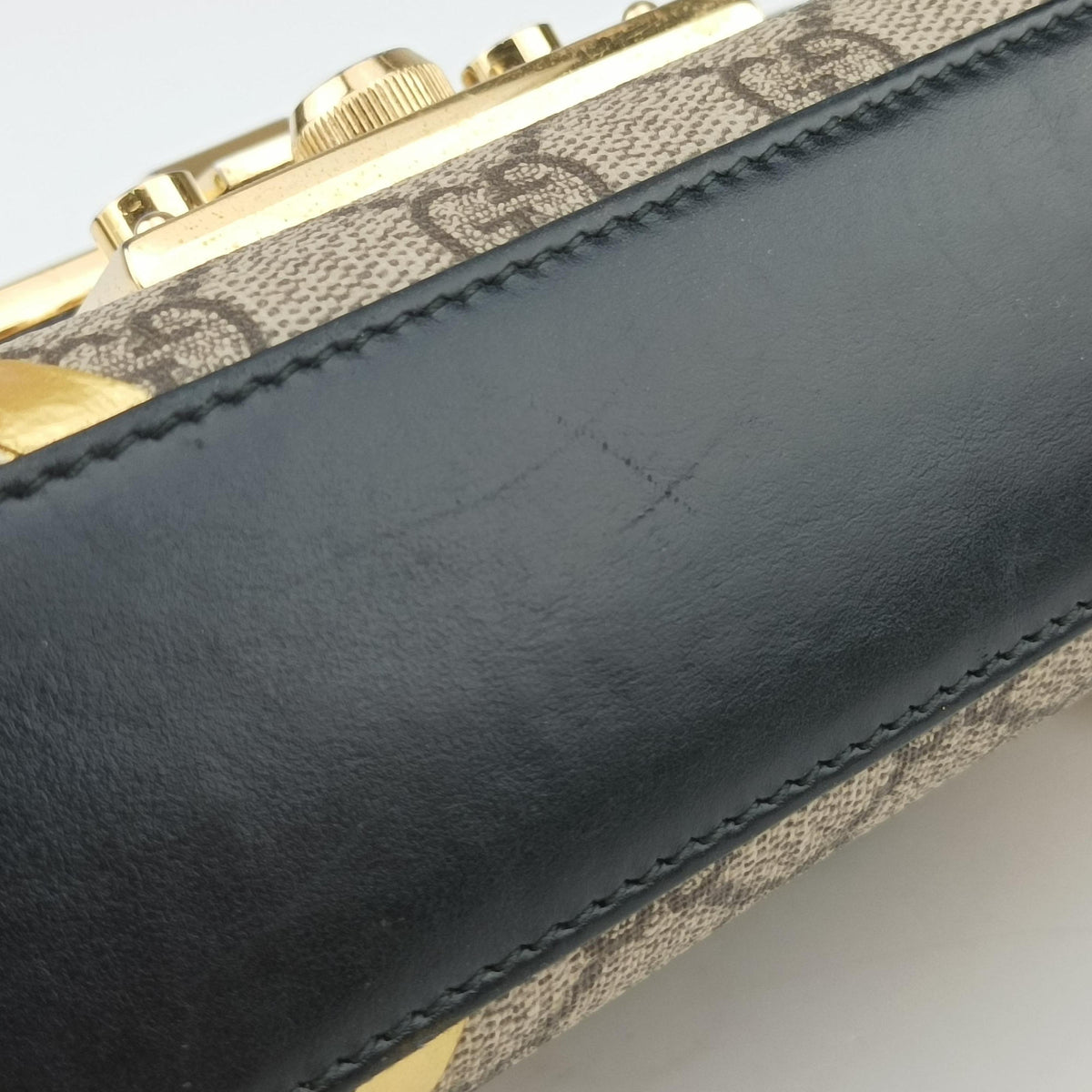 Pre-owned Gucci Padlock beige×Black PVC coated canvas×Leather 432182 shoulderbag | stylenewstar