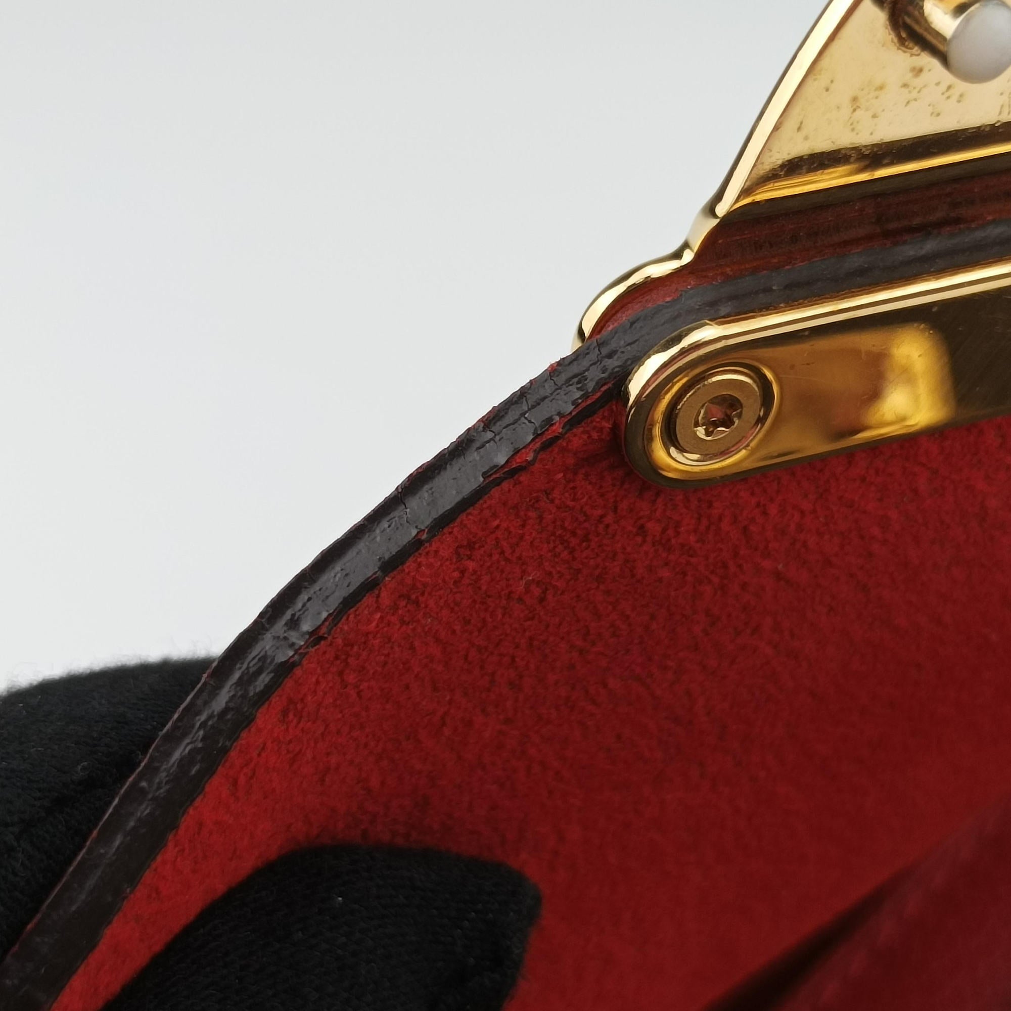 Pre-owned Louis Vuitton PALLAS Chain Brown×CERISE Monogram Canvas×calf leather M41201 shoulderbag | stylenewstar