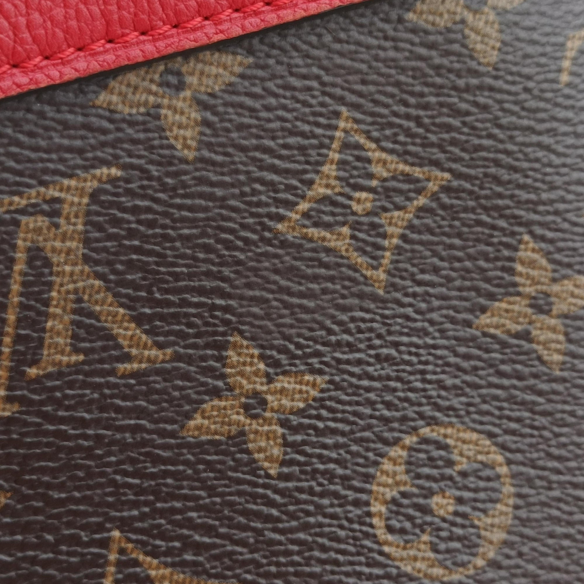 Pre-owned Louis Vuitton PALLAS Chain Brown×CERISE Monogram Canvas×calf leather M41201 shoulderbag | stylenewstar