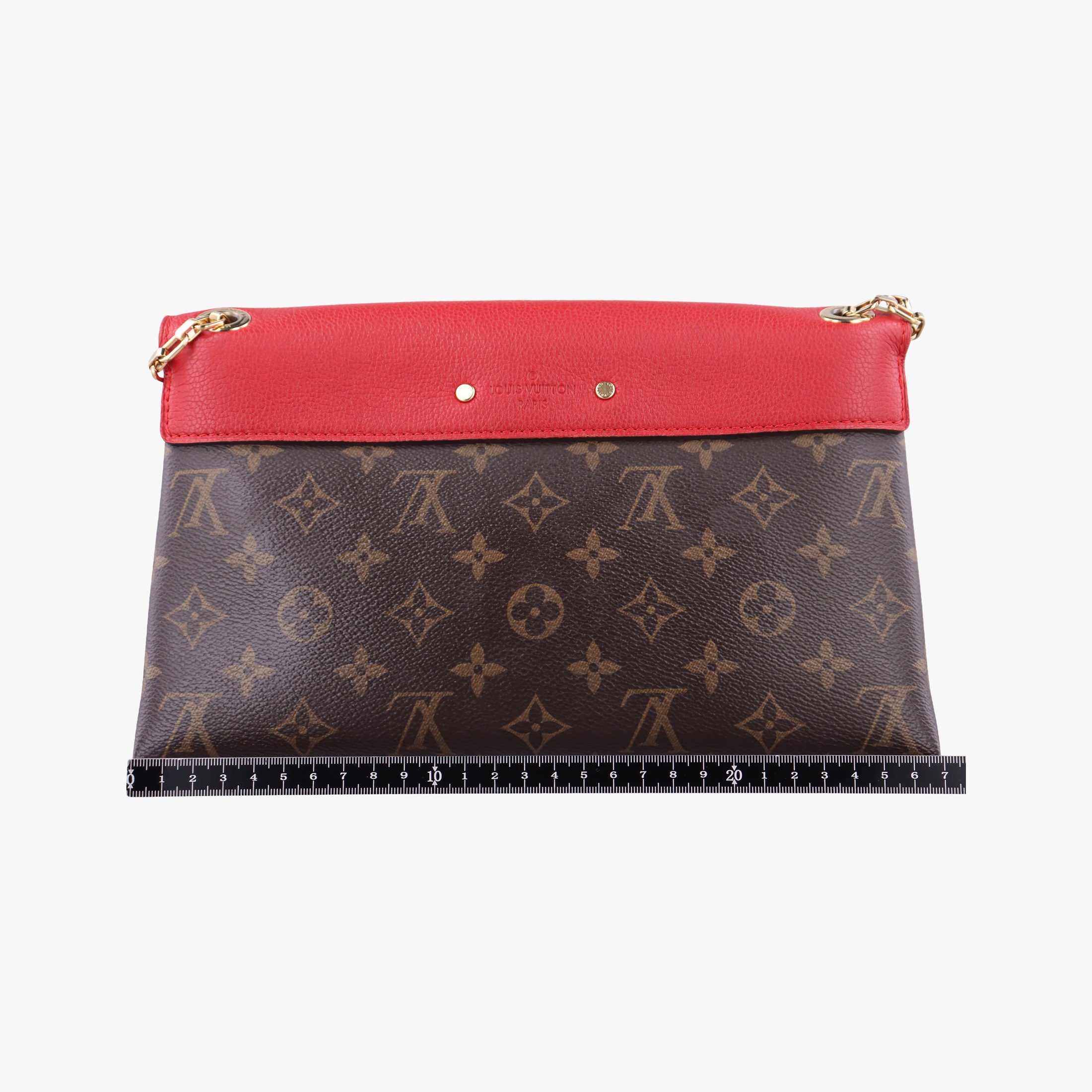Pre-owned Louis Vuitton PALLAS Chain Brown×CERISE Monogram Canvas×calf leather M41201 shoulderbag | stylenewstar