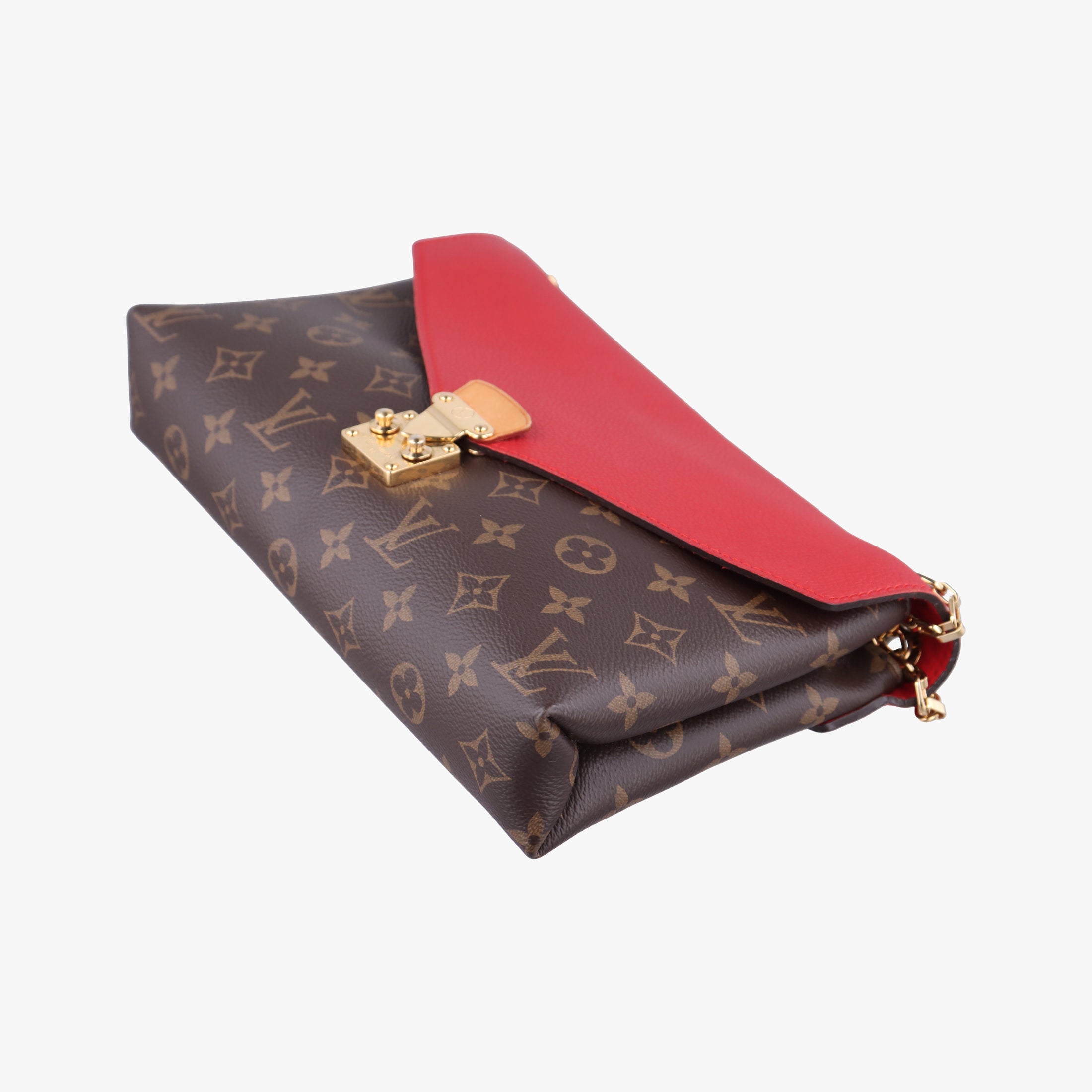 Pre-owned Louis Vuitton PALLAS Chain Brown×CERISE Monogram Canvas×calf leather M41201 shoulderbag | stylenewstar