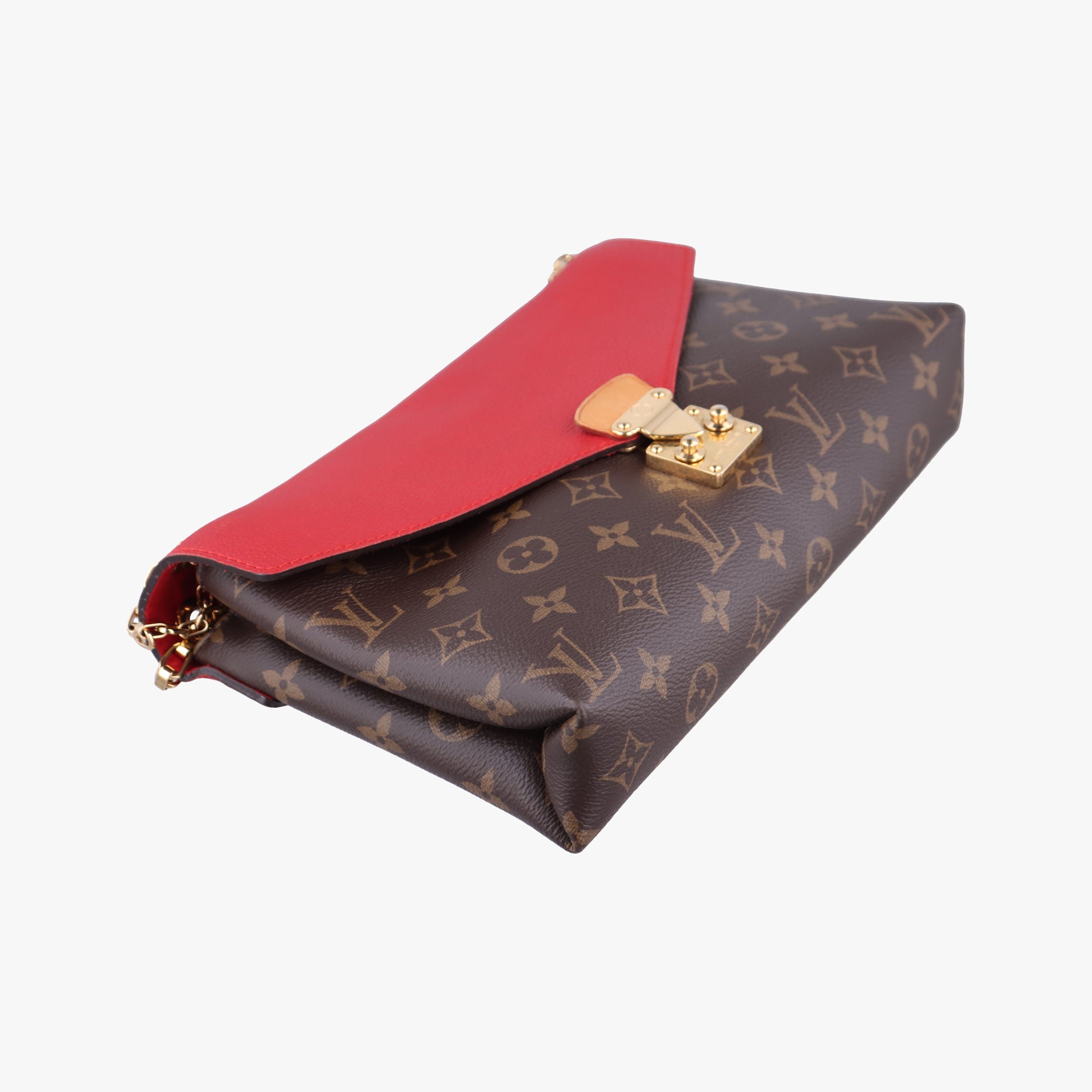 Pre-owned Louis Vuitton PALLAS Chain Brown×CERISE Monogram Canvas×calf leather M41201 shoulderbag | stylenewstar