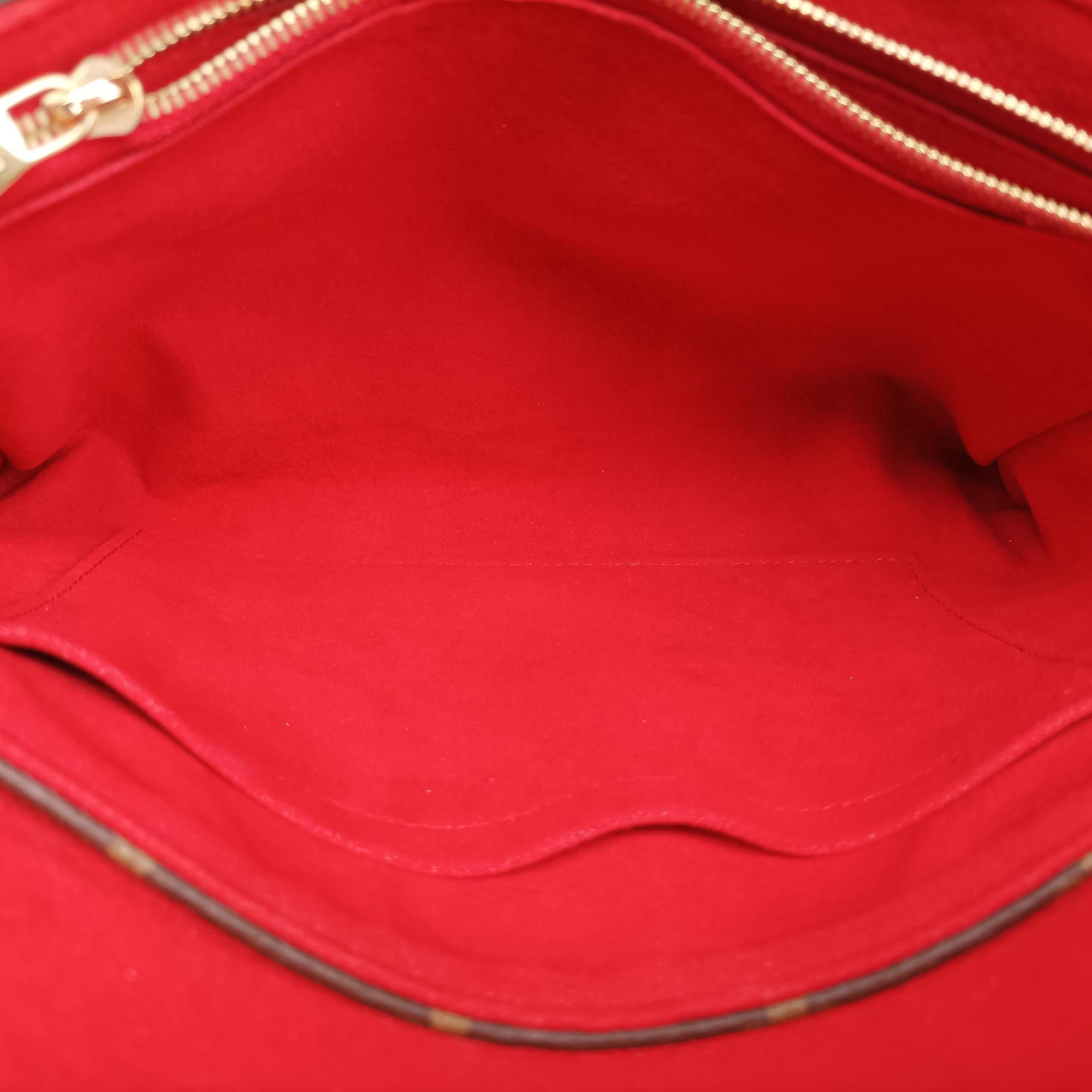 Pre-owned Louis Vuitton PALLAS Chain Brown×CERISE Monogram Canvas×calf leather M41201 shoulderbag | stylenewstar