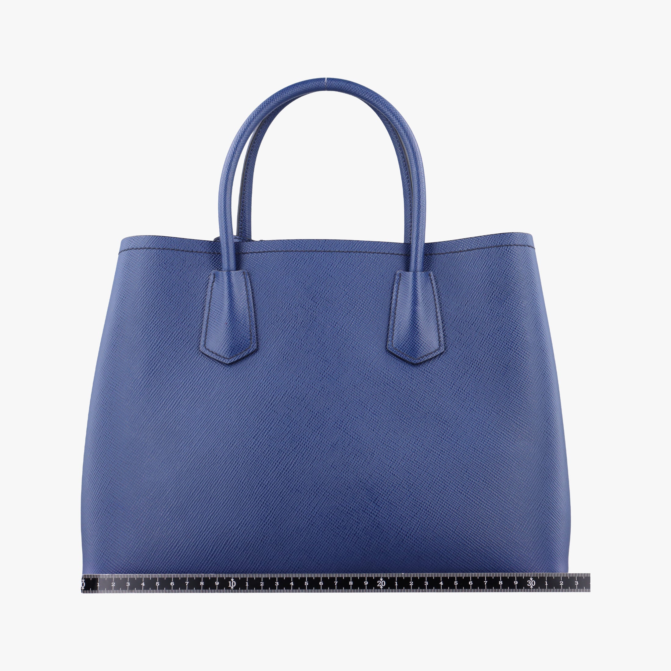 Pre-owned Prada Double Cuir Blue SAFFIANO Leather B2756T handbag | stylenewstar