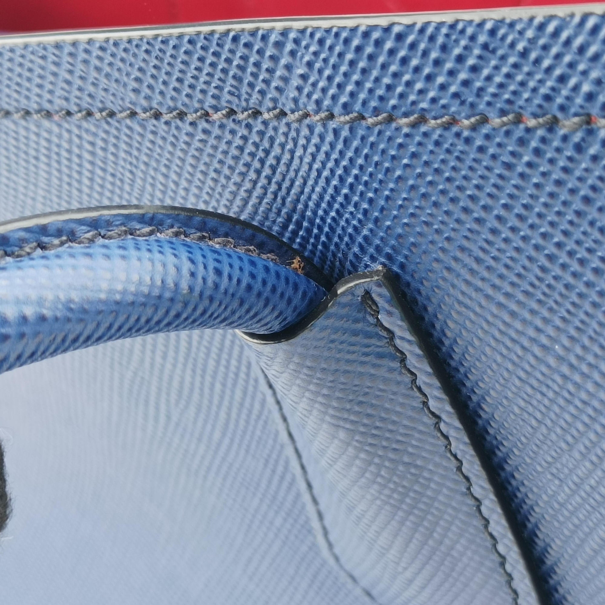 Pre-owned Prada Double Cuir Blue SAFFIANO Leather B2756T handbag | stylenewstar